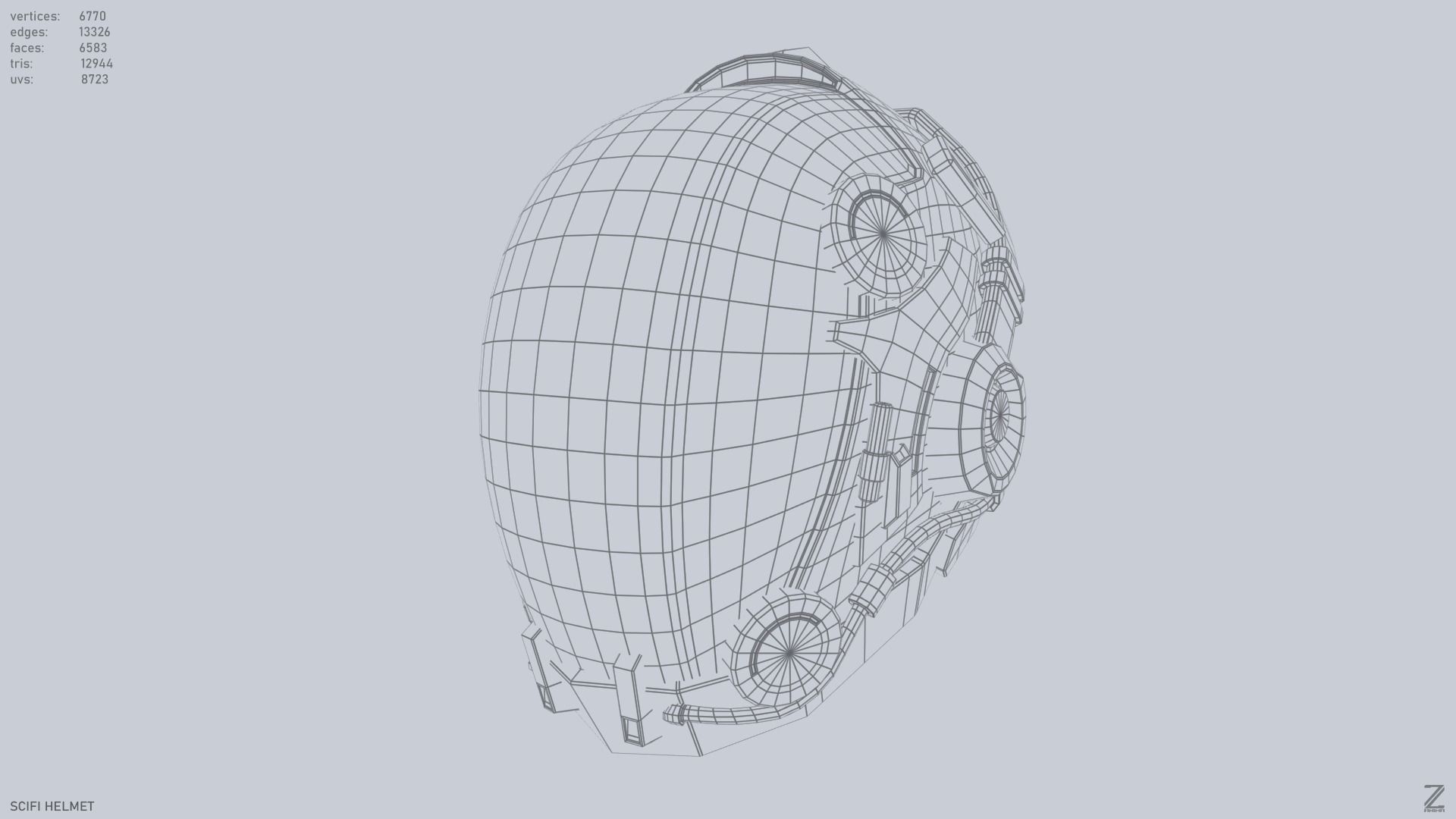 Scifi helmet Low-poly 3D model_10