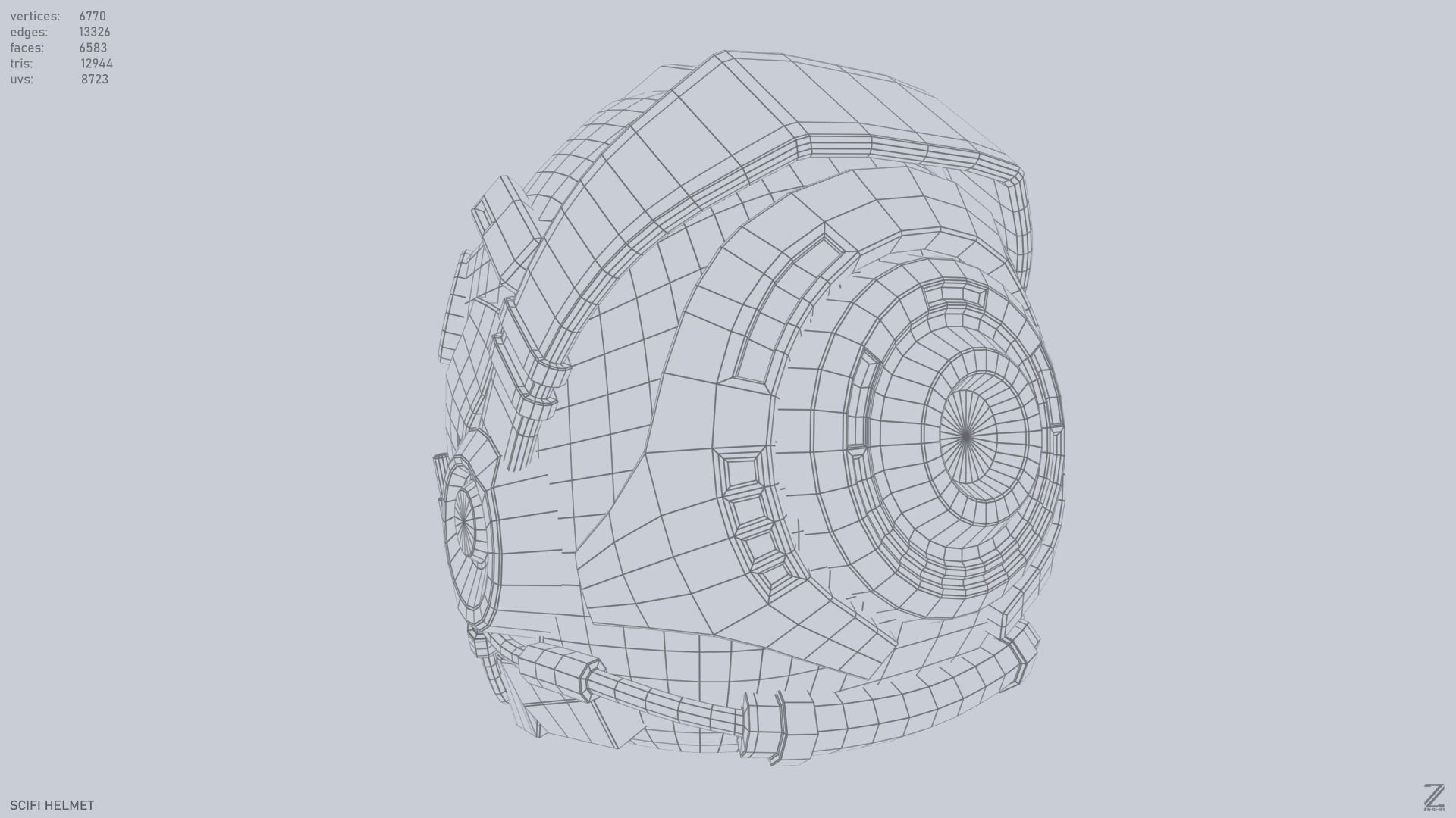 Scifi helmet Low-poly 3D model_12