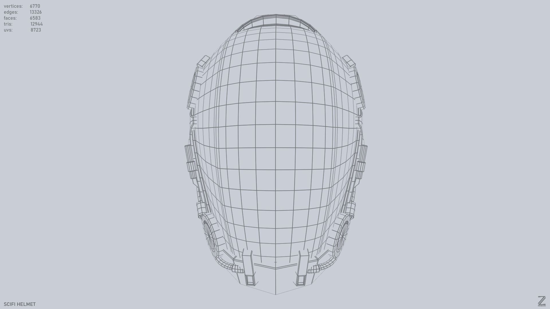 Scifi helmet Low-poly 3D model_9