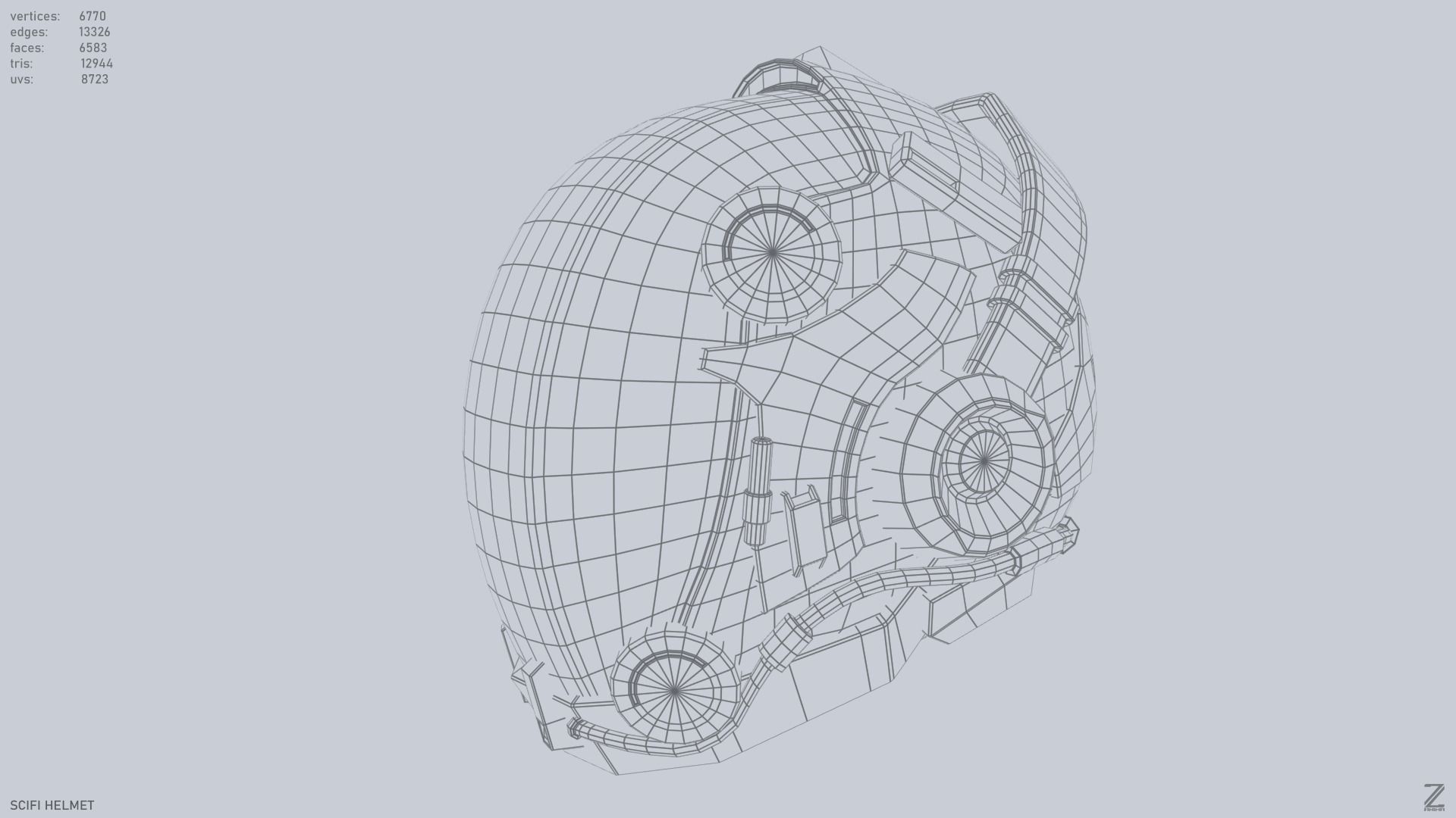 Scifi helmet Low-poly 3D model_11