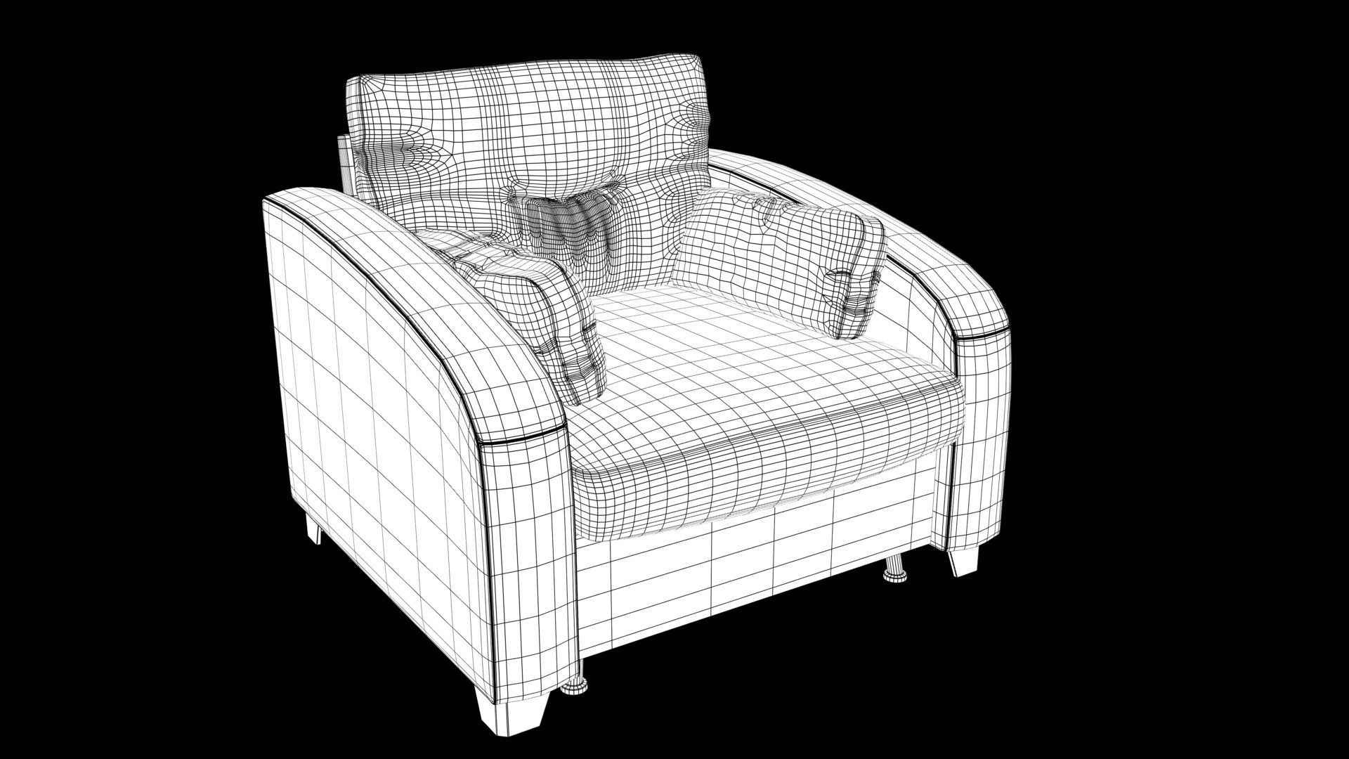 Realistic Sofa Low-poly 3D model_7