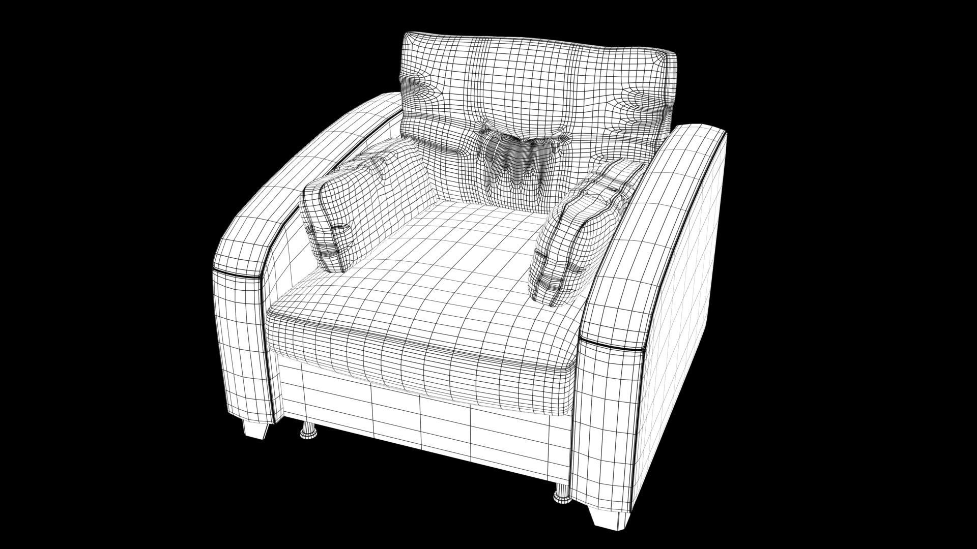 Realistic Sofa Low-poly 3D model_8