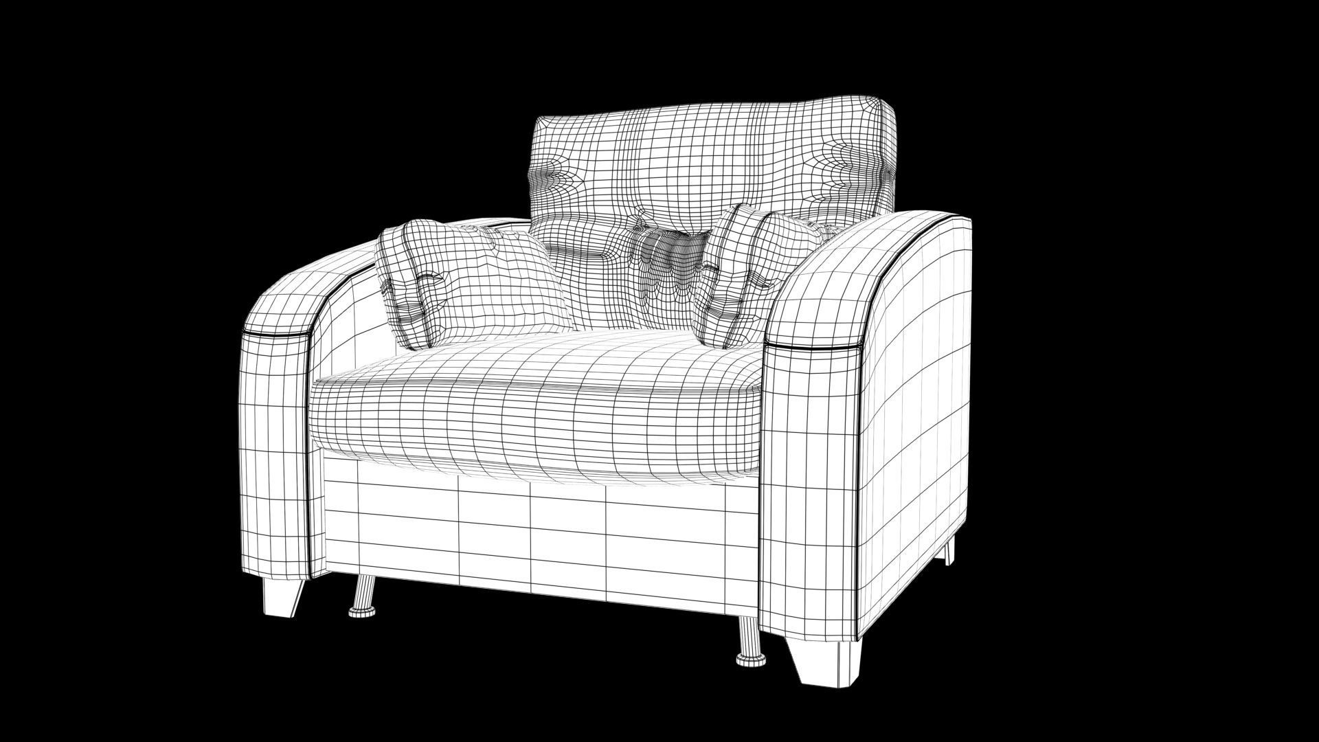 Realistic Sofa Low-poly 3D model_6