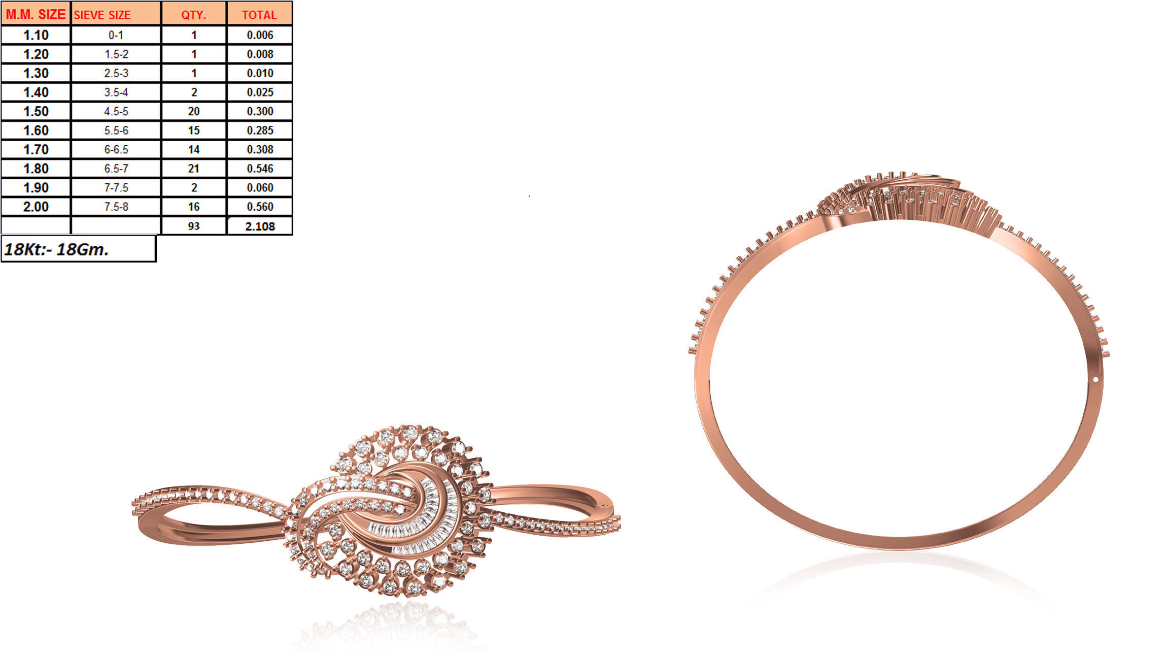Women Bangle Bracelet STL JCD Details 3D print model_1