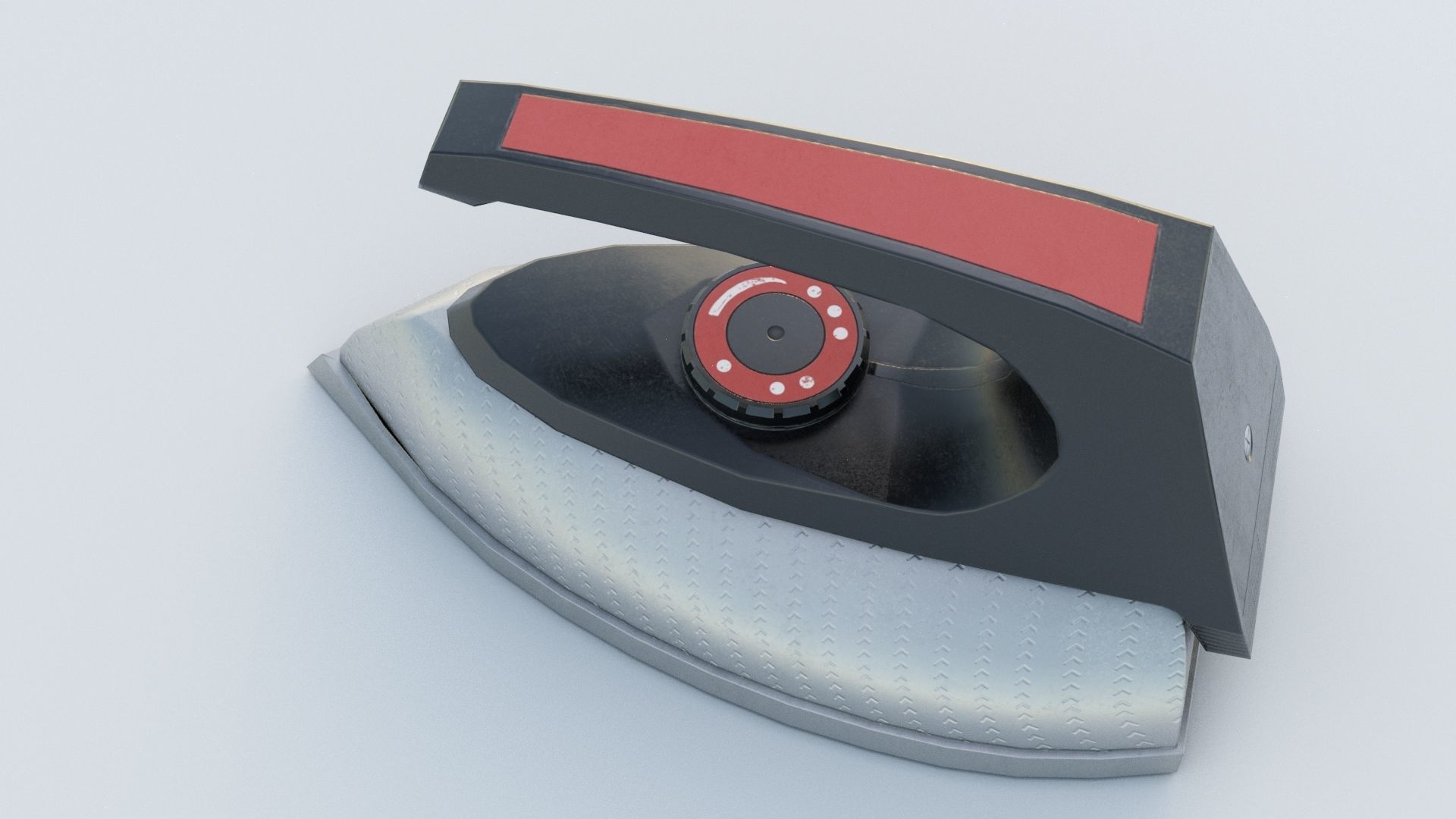 Old steaming iron low-poly Low-poly 3D model_2