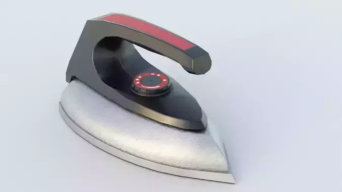 Old steaming iron low-poly Low-poly 3D model