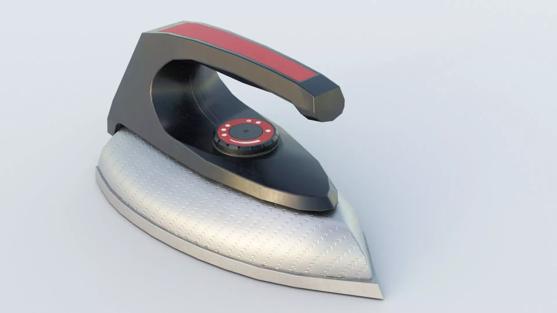 Old steaming iron low-poly Low-poly 3D model_0