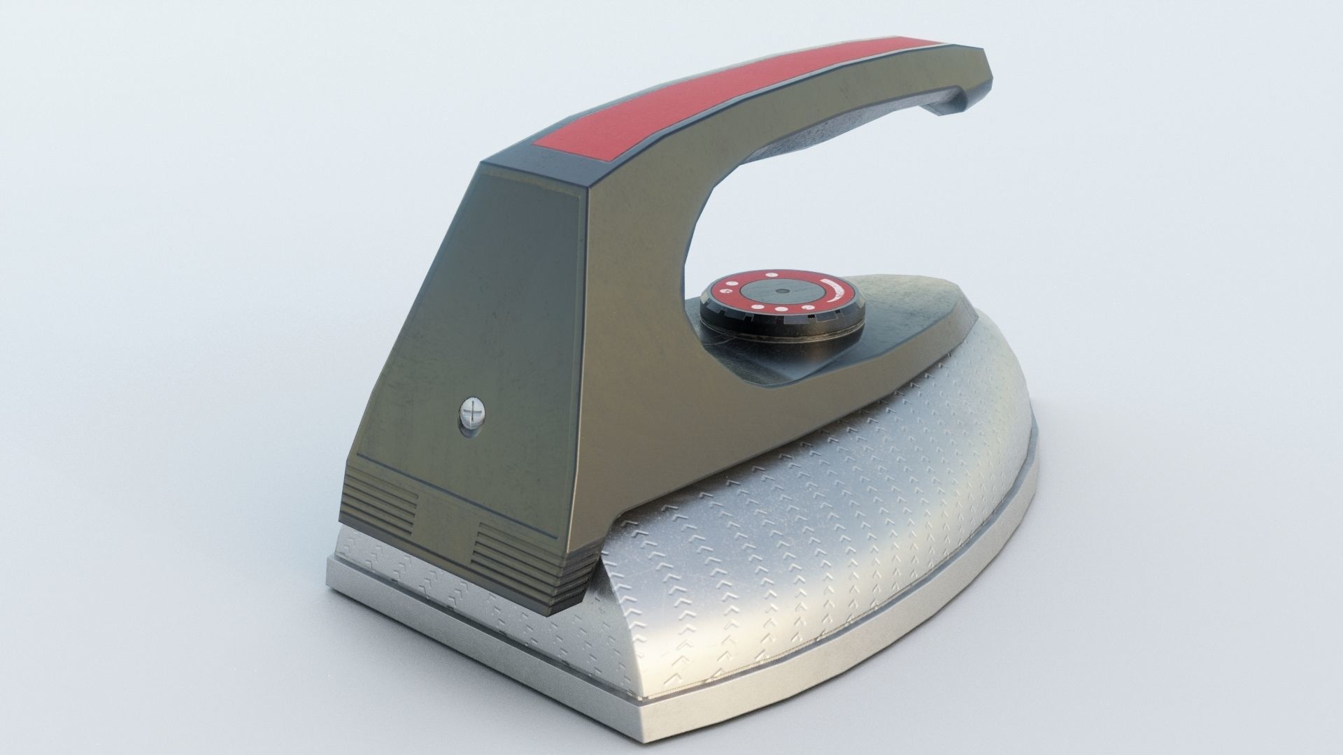Old steaming iron low-poly Low-poly 3D model_1