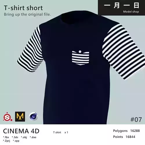 Tshirt short striped pocket