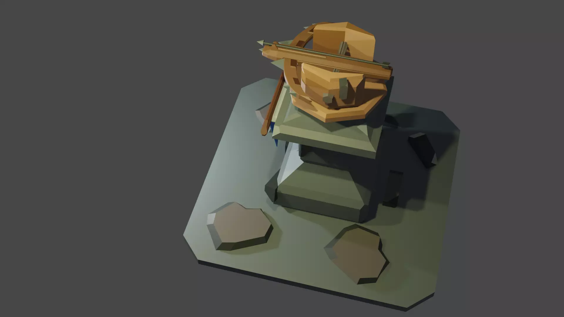 Cross bow base defend Low-poly 3D model