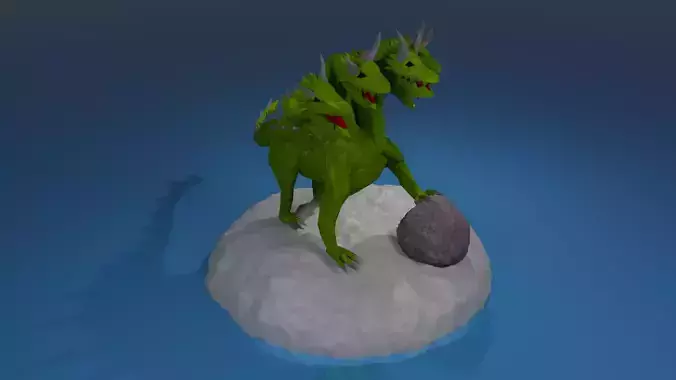  Hydra Water dragon  monster Sea  Mythical  Giant serpent Rigged Free low-poly 3D model