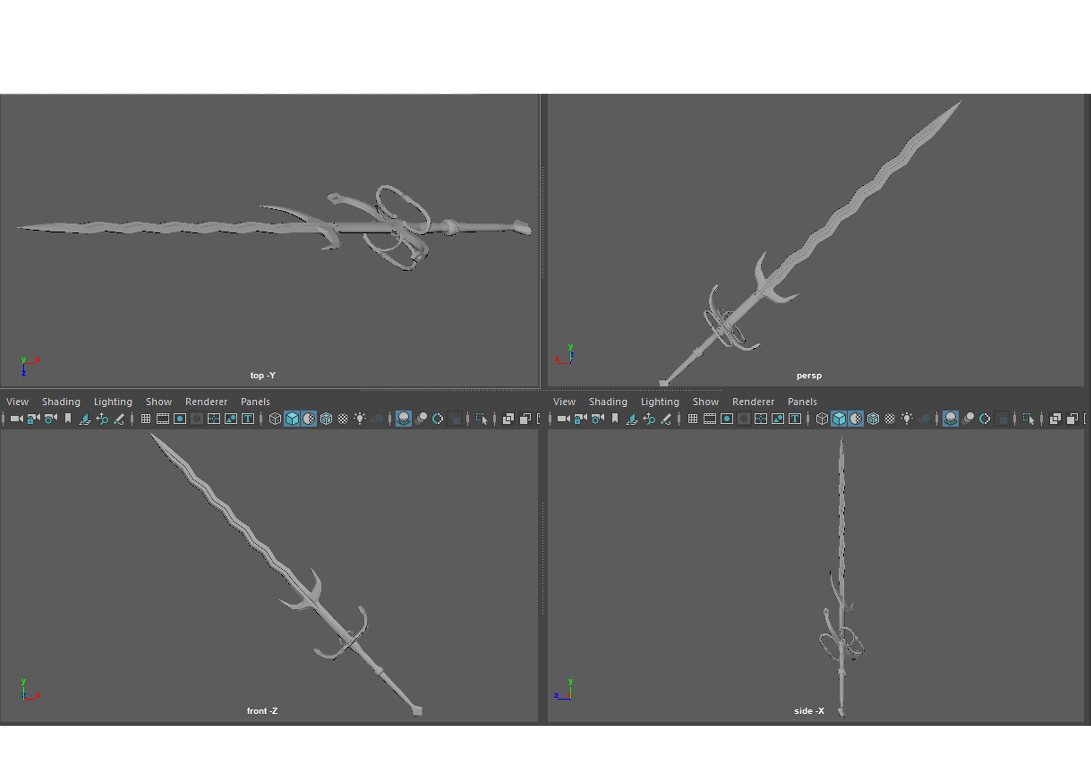 two-handed flamberg 3D model_4