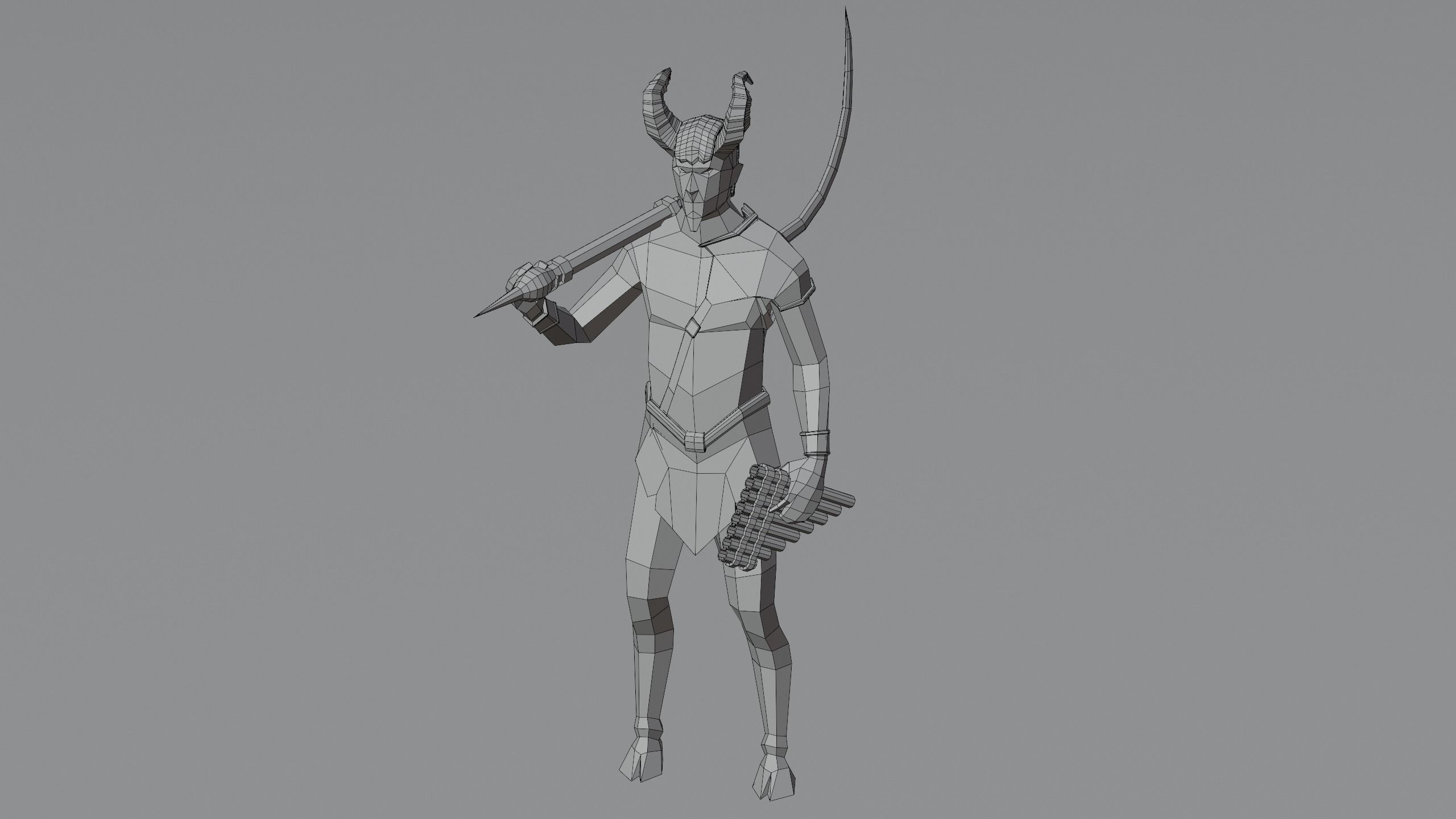 Satyr half-goat Nature spirit Wild man Horned god Forest Bacchus Low-poly 3D model_5