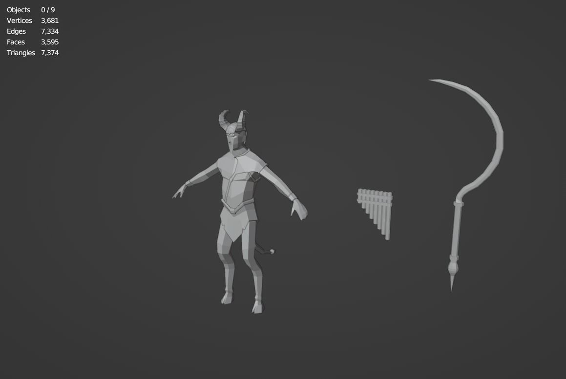 Satyr half-goat Nature spirit Wild man Horned god Forest Bacchus Low-poly 3D model_11