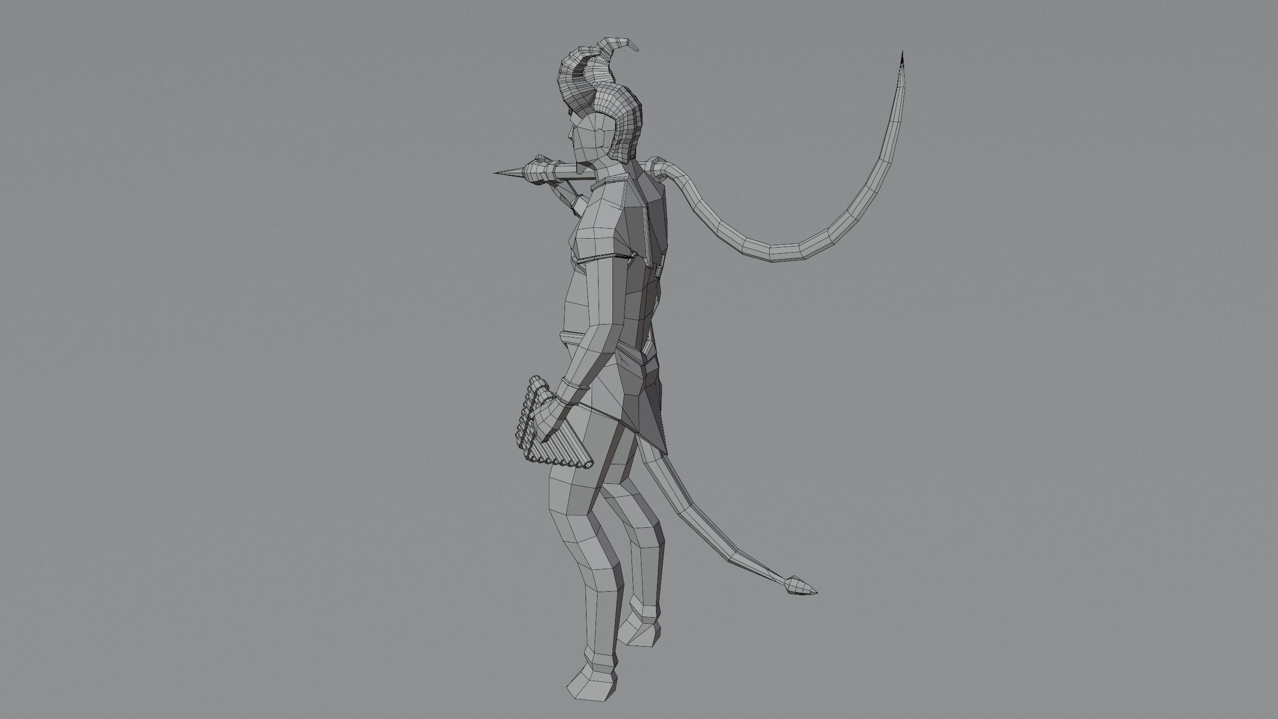 Satyr half-goat Nature spirit Wild man Horned god Forest Bacchus Low-poly 3D model_7