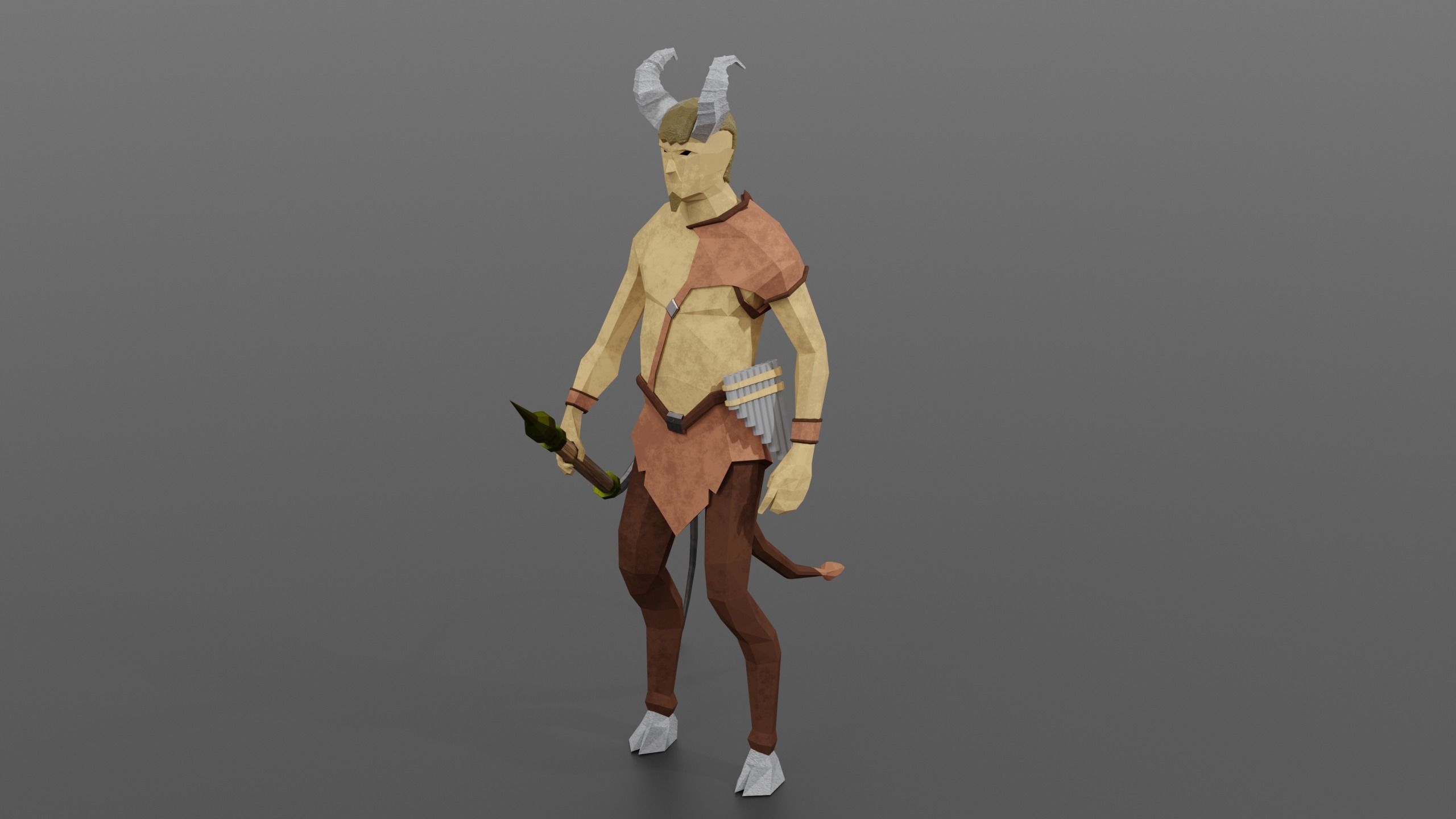 Satyr half-goat Nature spirit Wild man Horned god Forest Bacchus Low-poly 3D model_4
