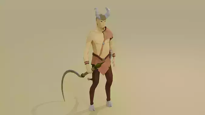 Satyr half-goat Nature spirit Wild man Horned god Forest Bacchus Low-poly 3D model
