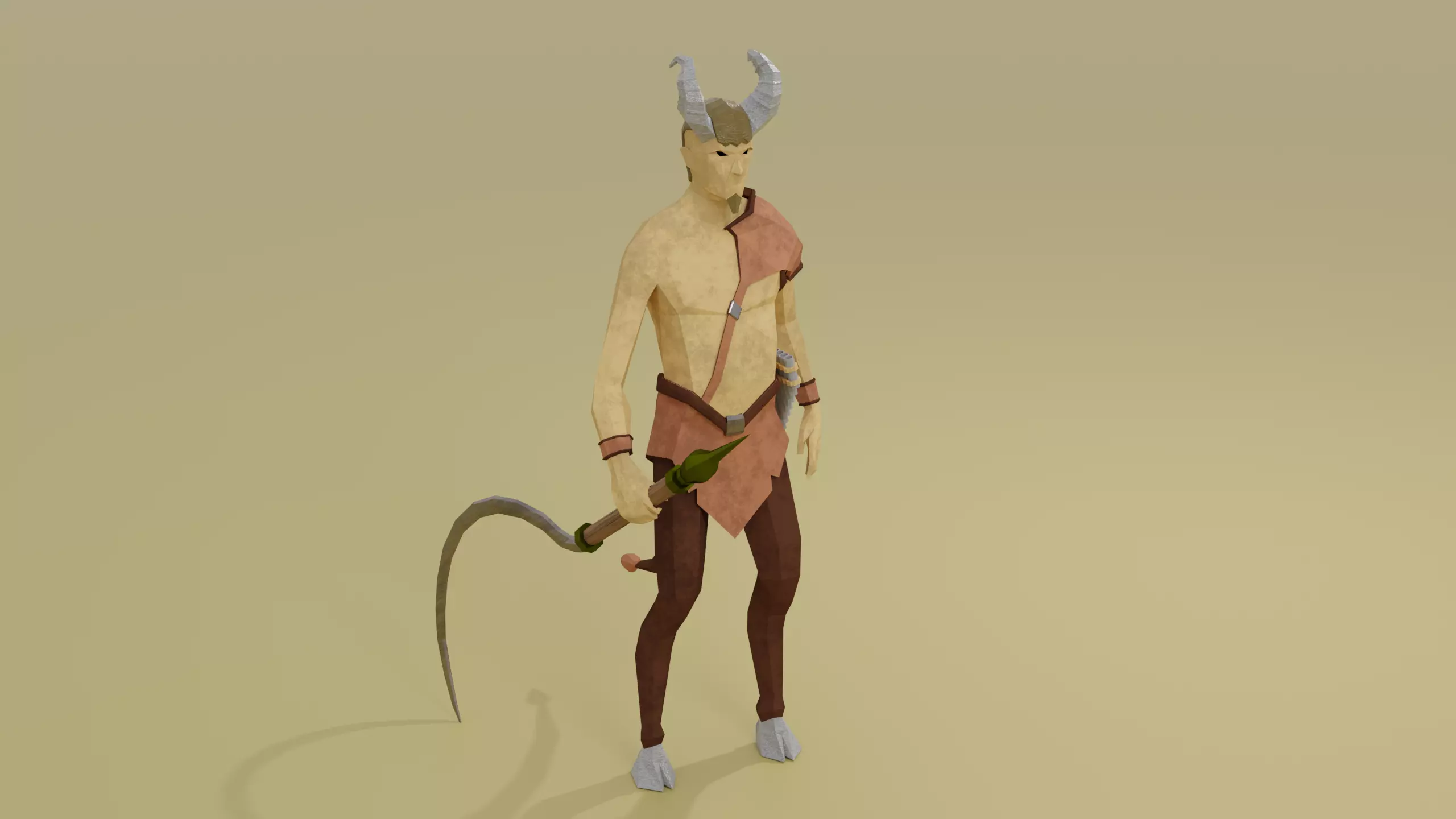 Satyr half-goat Nature spirit Wild man Horned god Forest Bacchus Low-poly 3D model_0