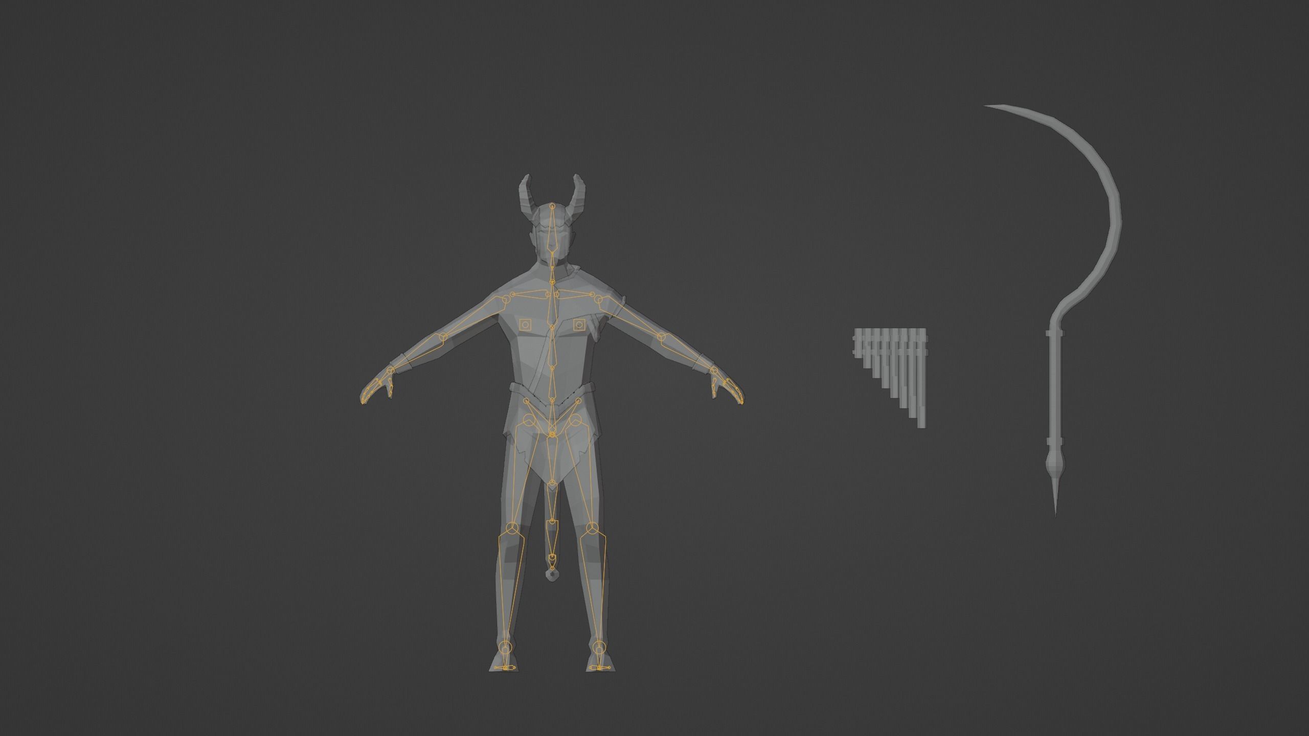 Satyr half-goat Nature spirit Wild man Horned god Forest Bacchus Low-poly 3D model_10