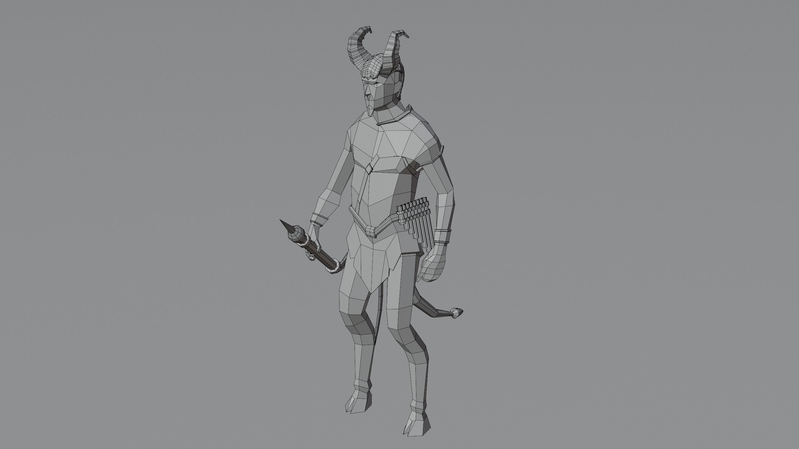 Satyr half-goat Nature spirit Wild man Horned god Forest Bacchus Low-poly 3D model_8