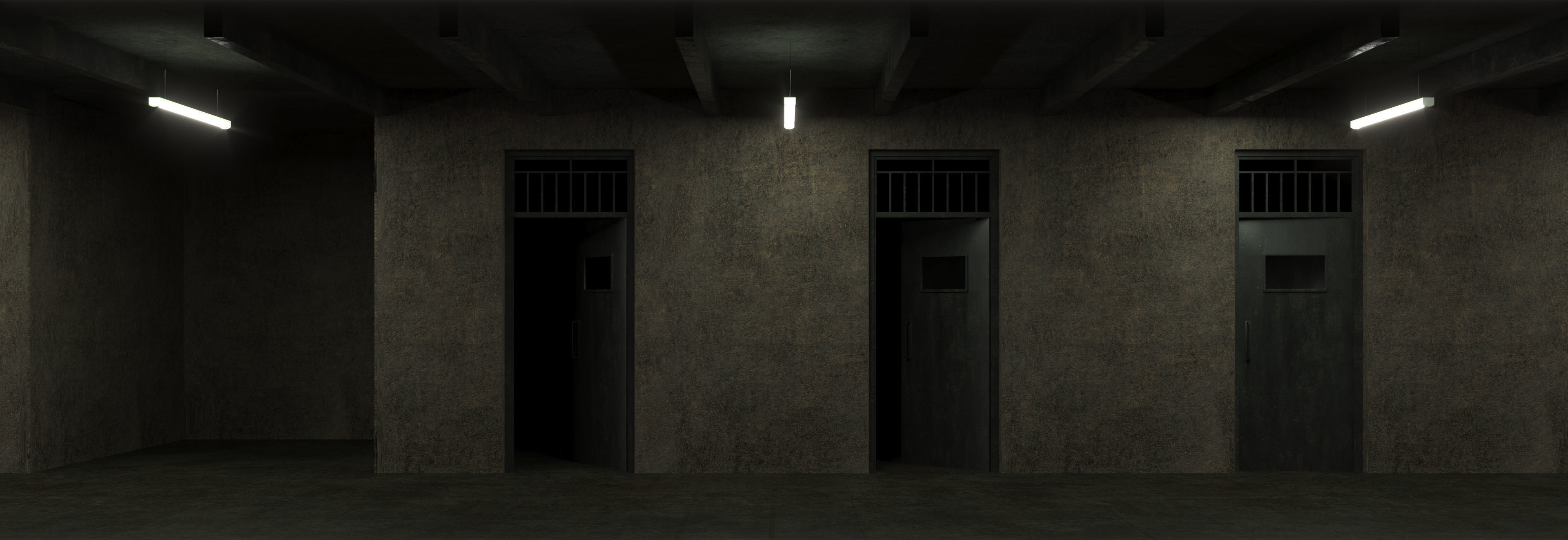 7 Lowpoly Old Dark Scary Corridor 3D Model Collection_14