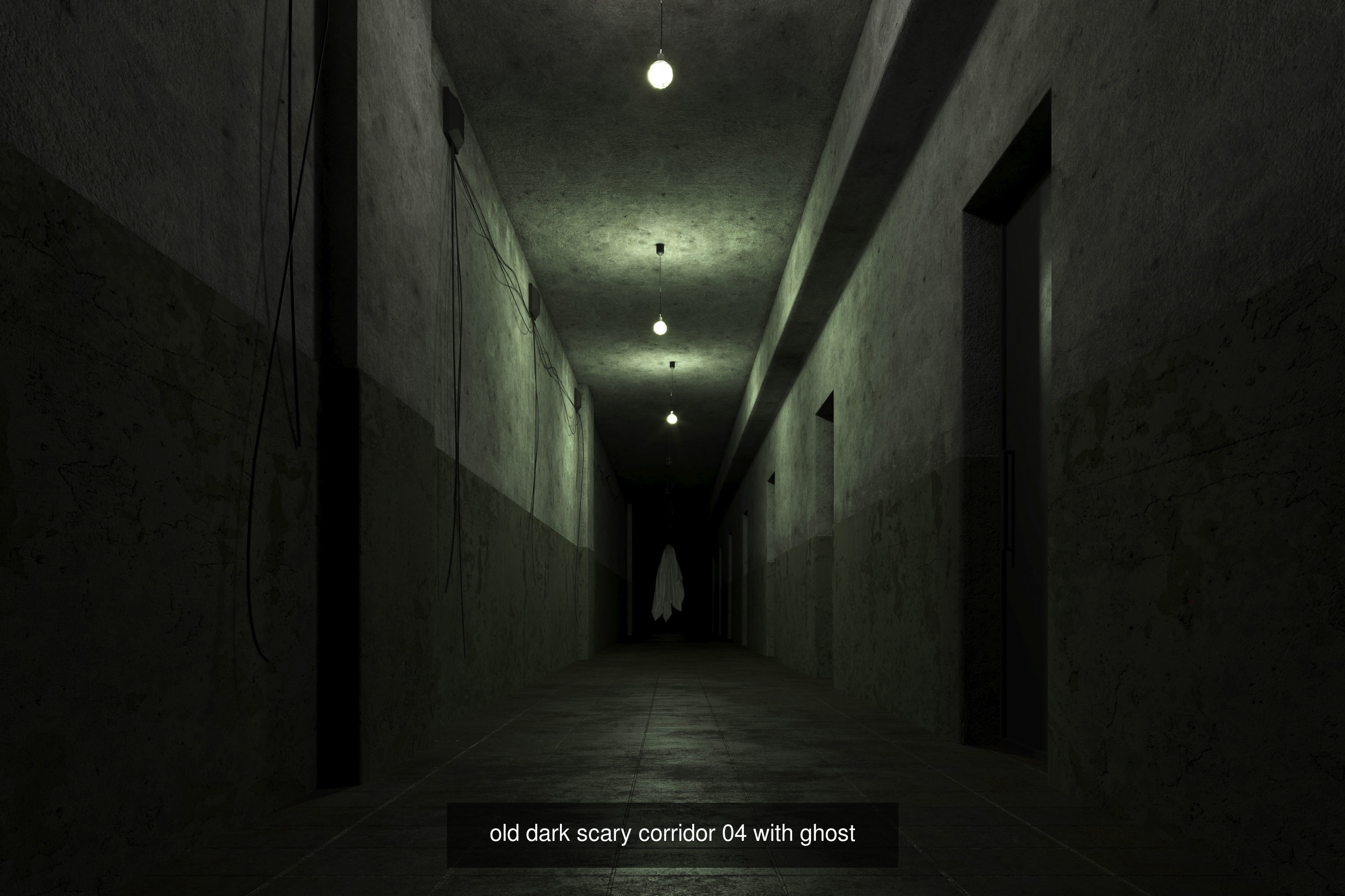 7 Lowpoly Old Dark Scary Corridor 3D Model Collection_6