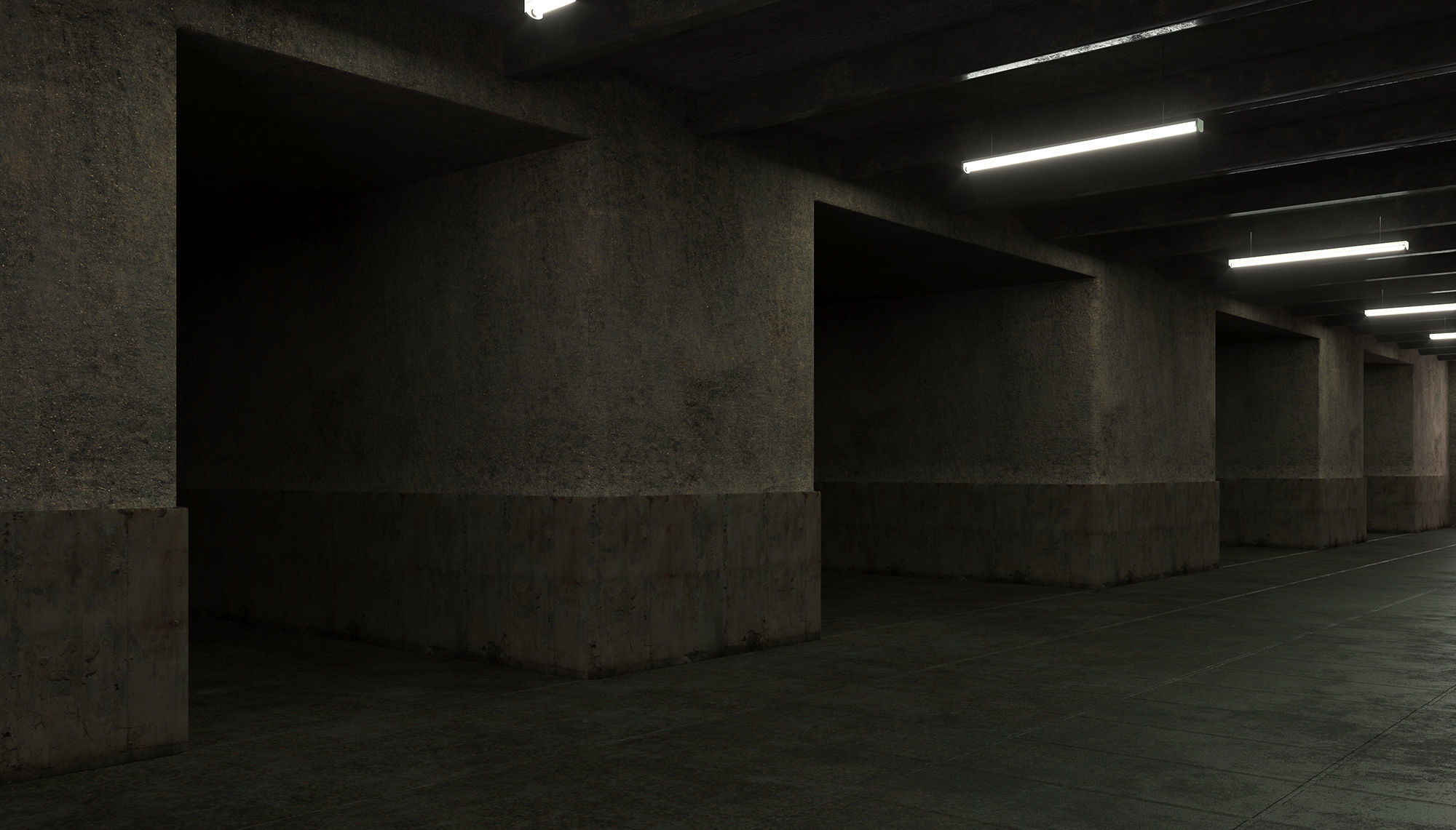 7 Lowpoly Old Dark Scary Corridor 3D Model Collection_13