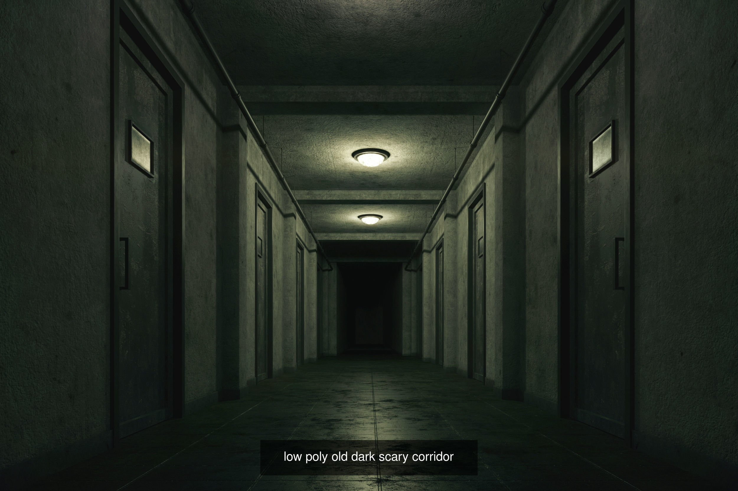 7 Lowpoly Old Dark Scary Corridor 3D Model Collection_2