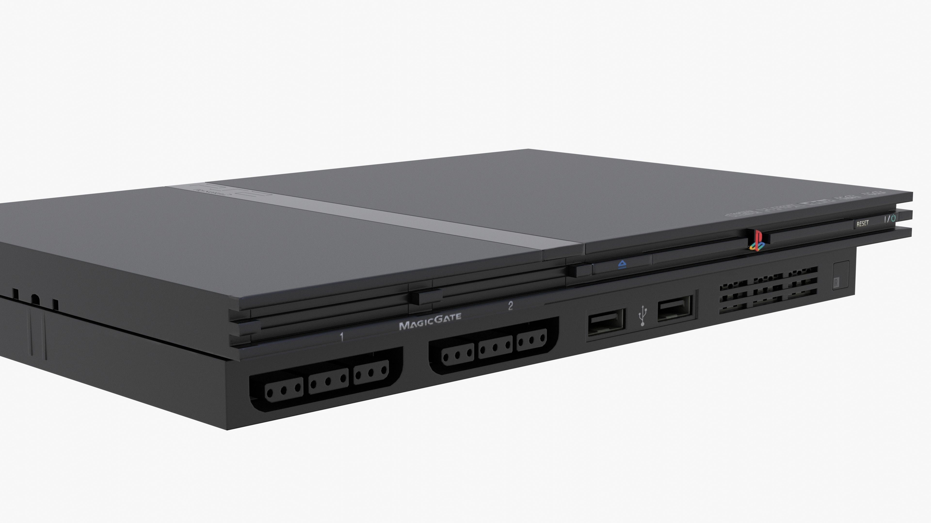 Sony PlayStation 2 Slim Low-poly 3D model_4
