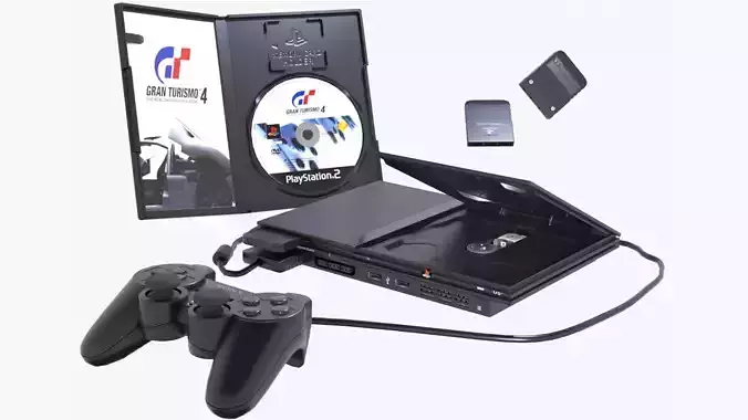 Sony PlayStation 2 Slim Low-poly 3D model