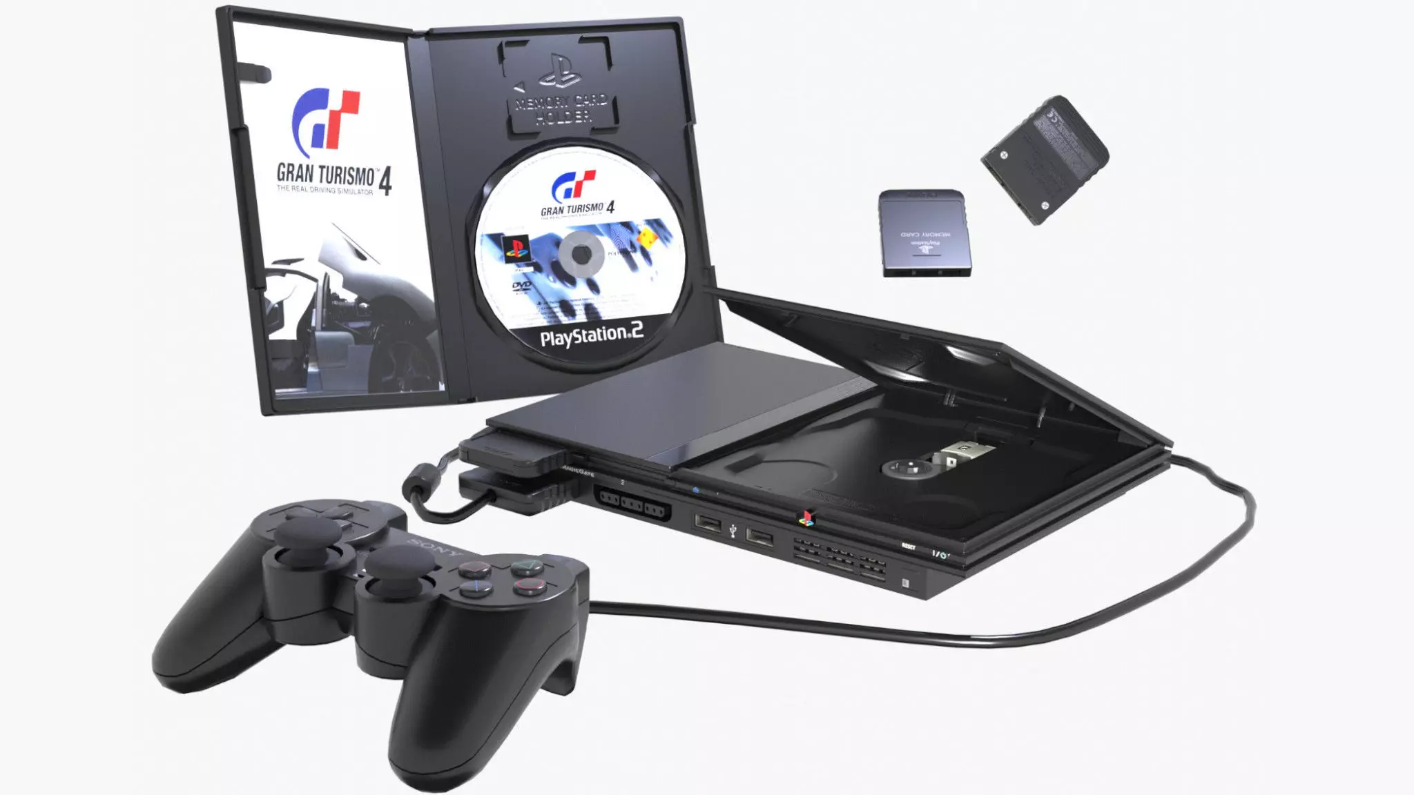 Sony PlayStation 2 Slim Low-poly 3D model_0