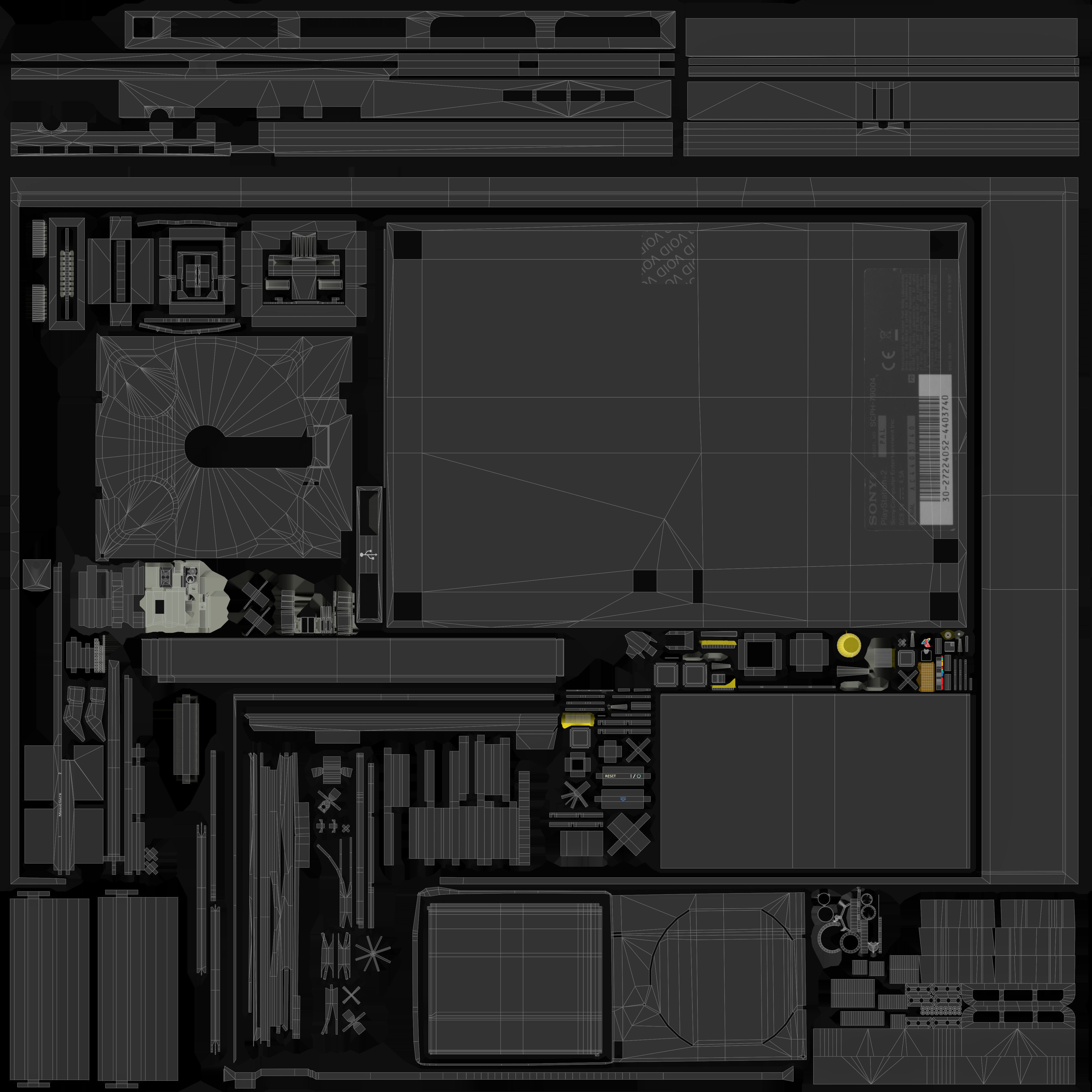 Sony PlayStation 2 Slim Low-poly 3D model_28