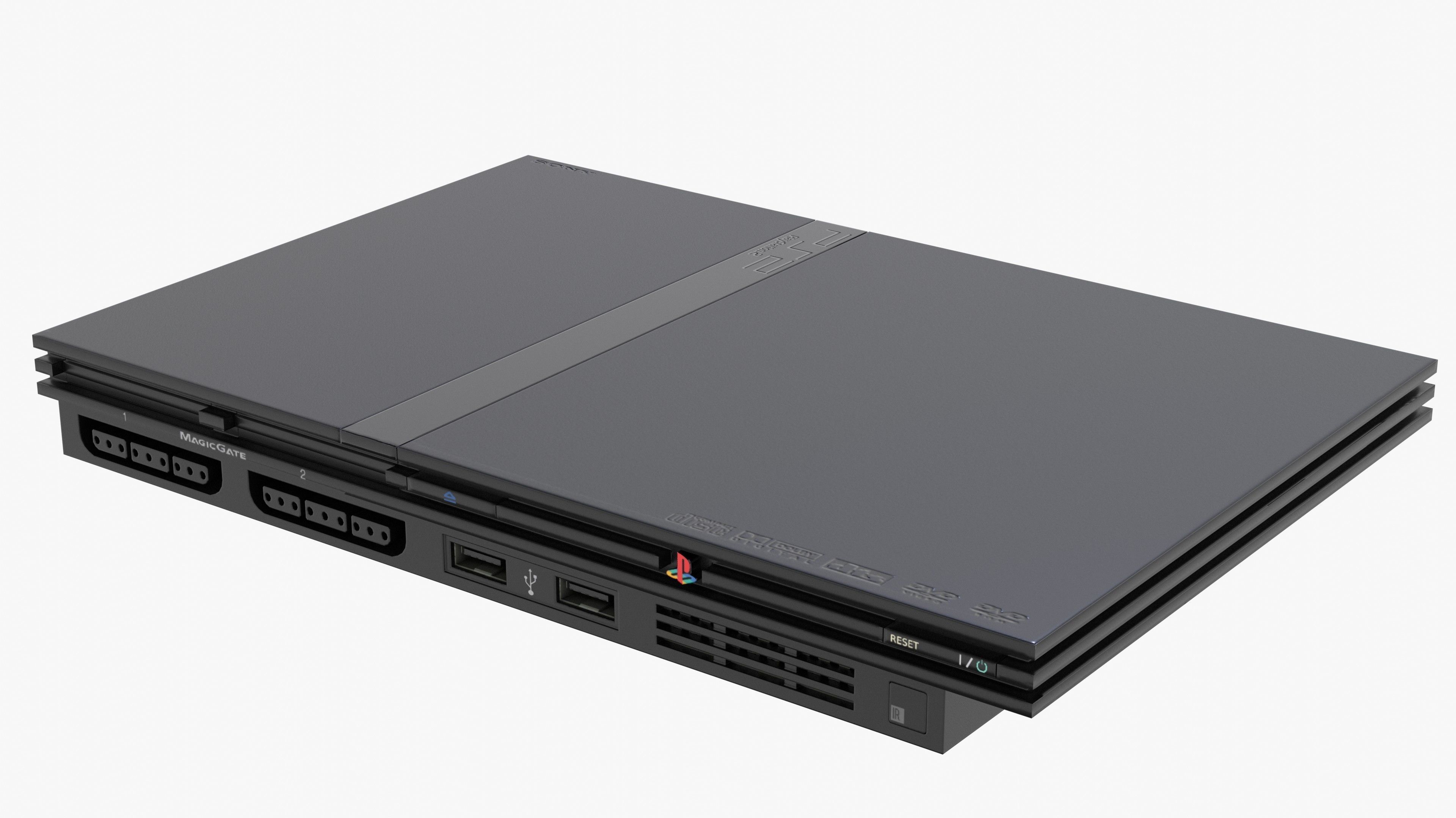 Sony PlayStation 2 Slim Low-poly 3D model_2