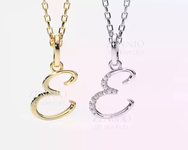 Initial Letter E Alphabet pendant 3D print model