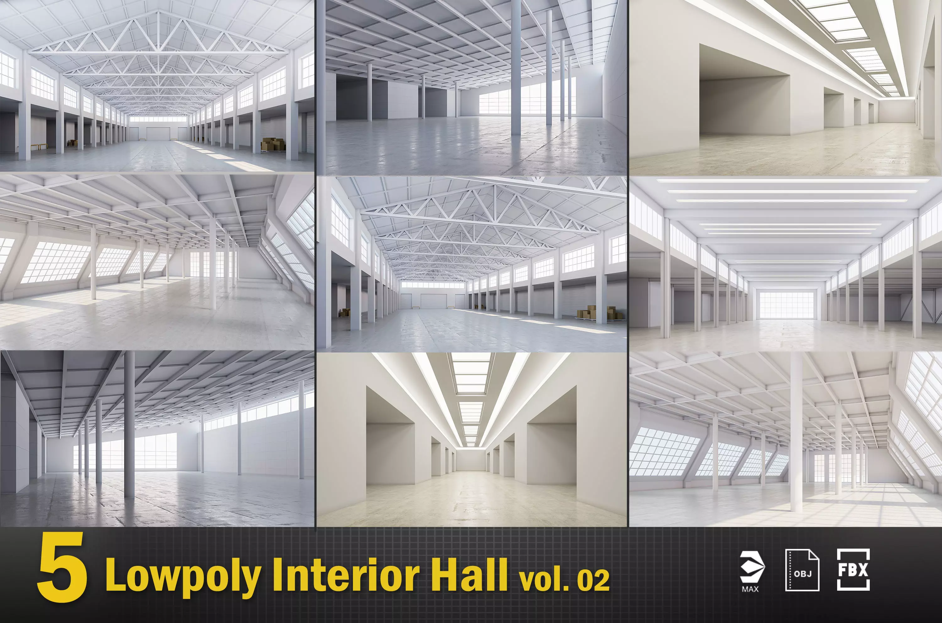 5 lowpoly interior hall vol 02 3D Model Collection_0