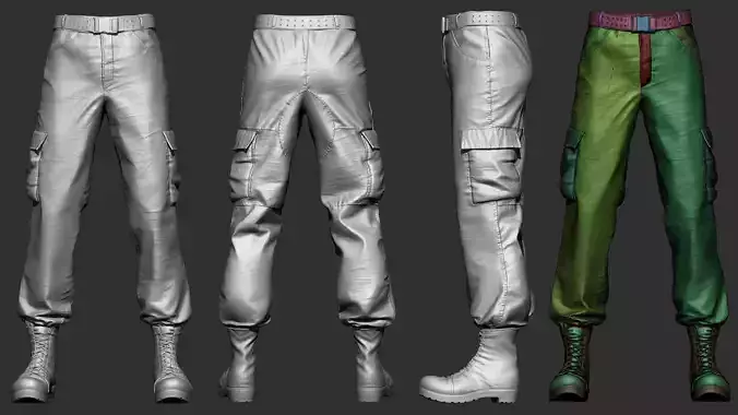Army Pants and Boots highpoly