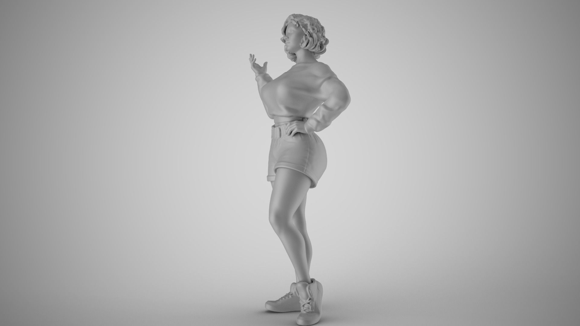 Girl Explaining Situation 3D print model_1