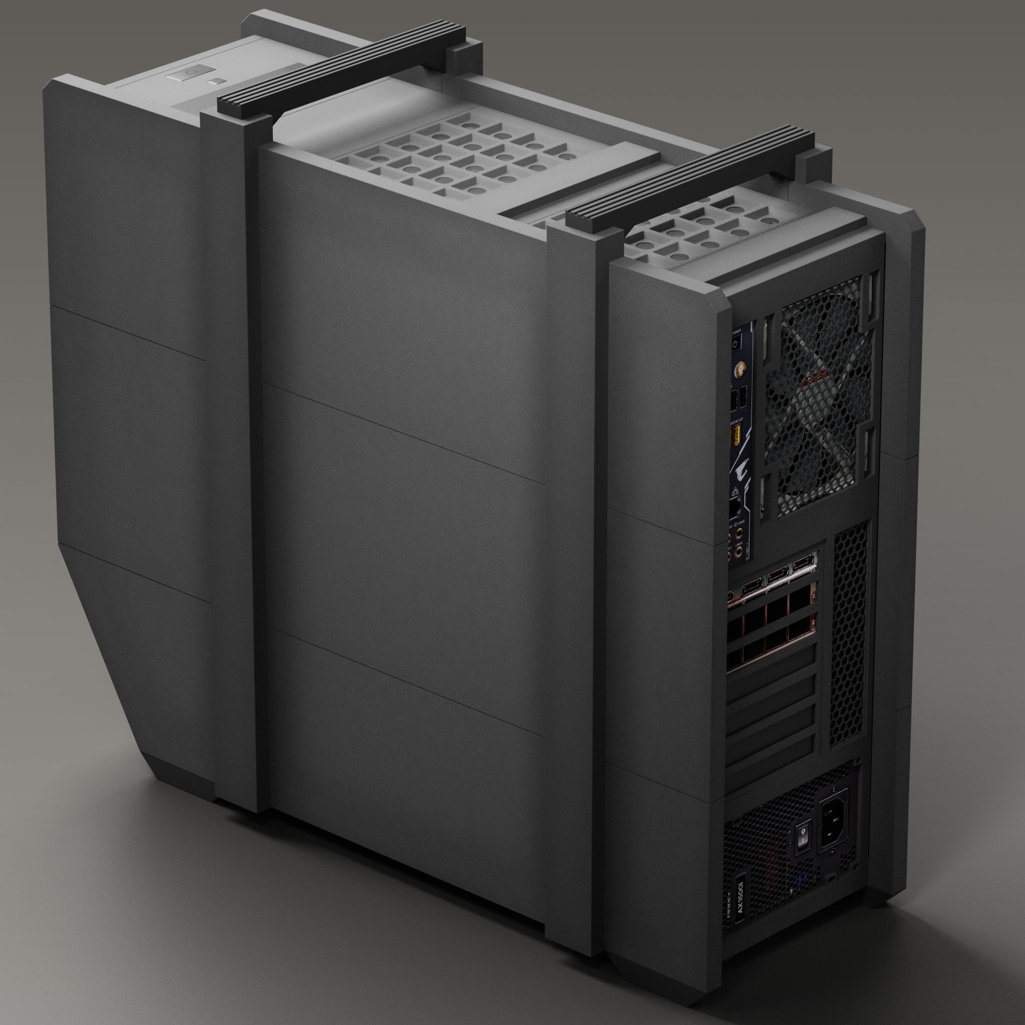 Brutalist PC Case II Low-poly 3D model_4
