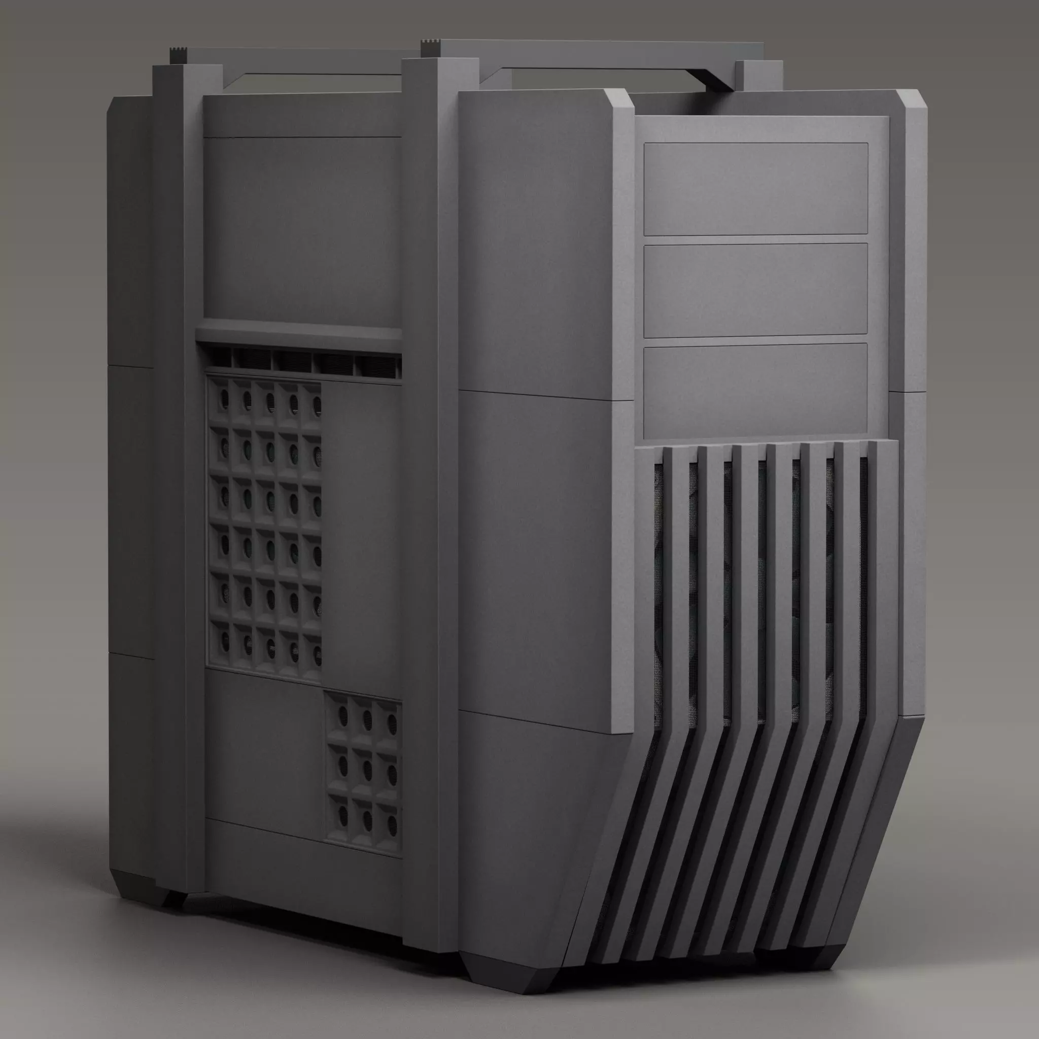 Brutalist PC Case II Low-poly 3D model_0