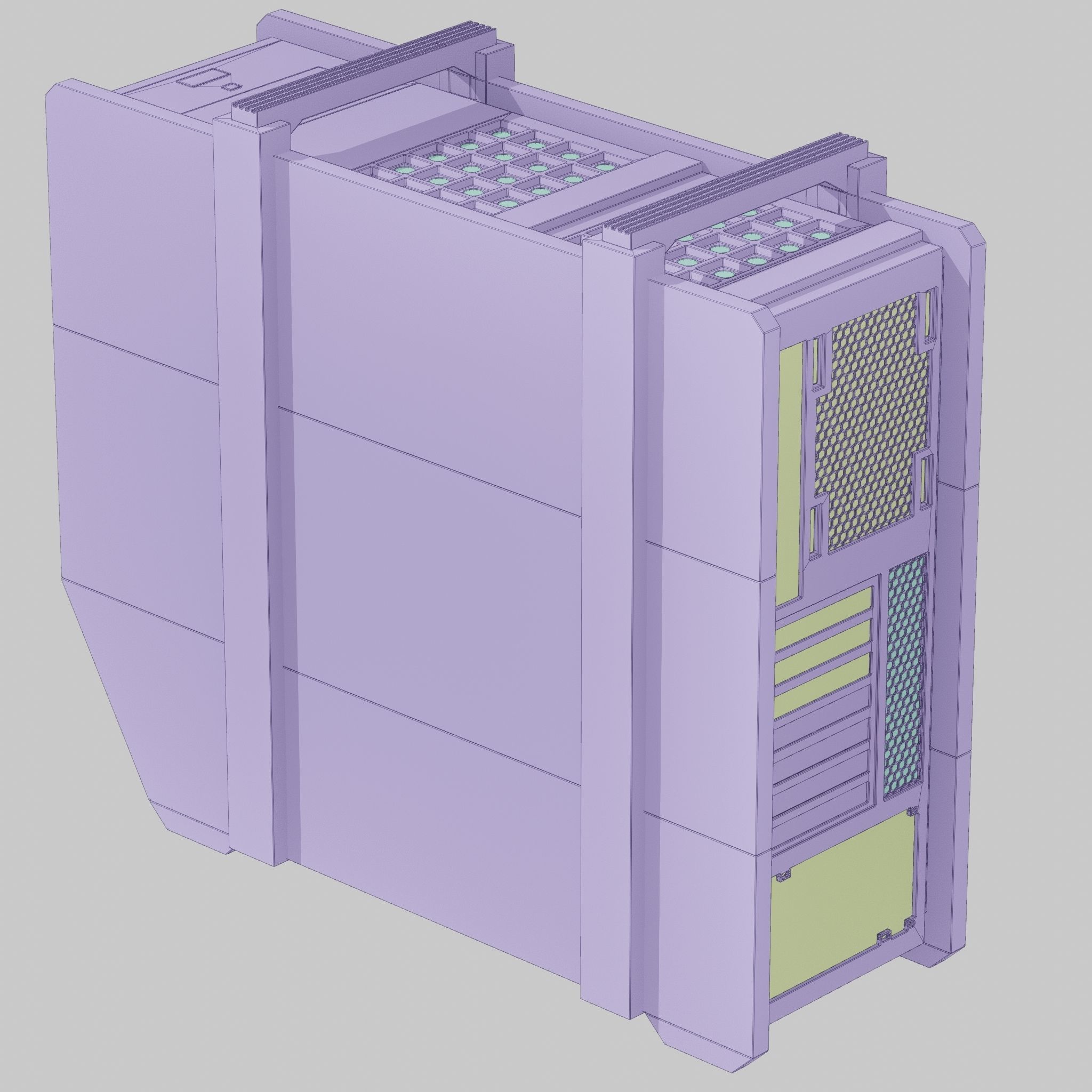 Brutalist PC Case II Low-poly 3D model_11