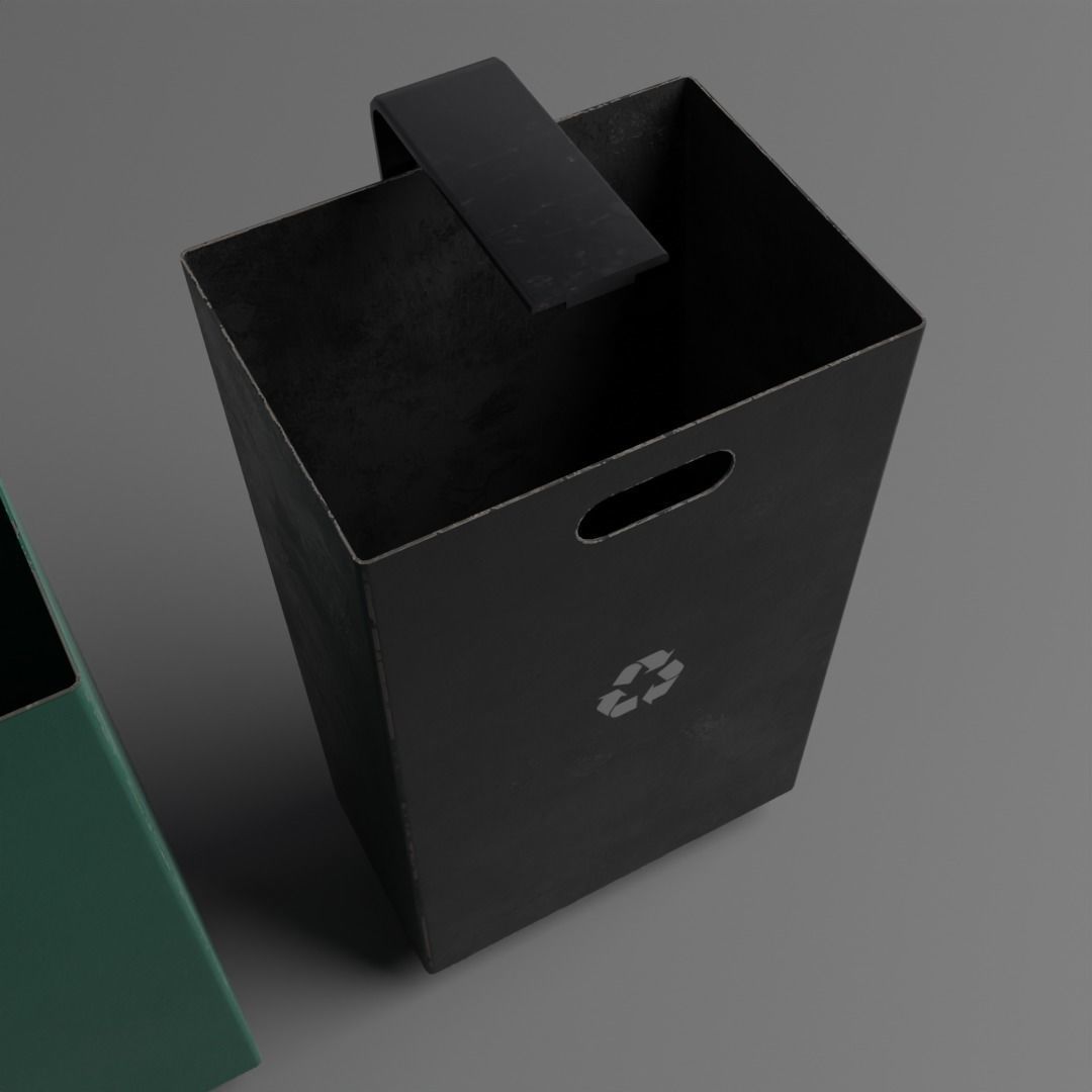 Street Trash Can Low-poly 3D model_7