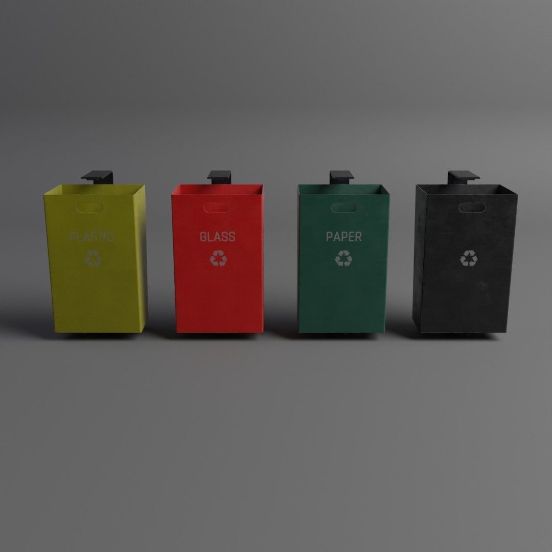 Street Trash Can Low-poly 3D model_1