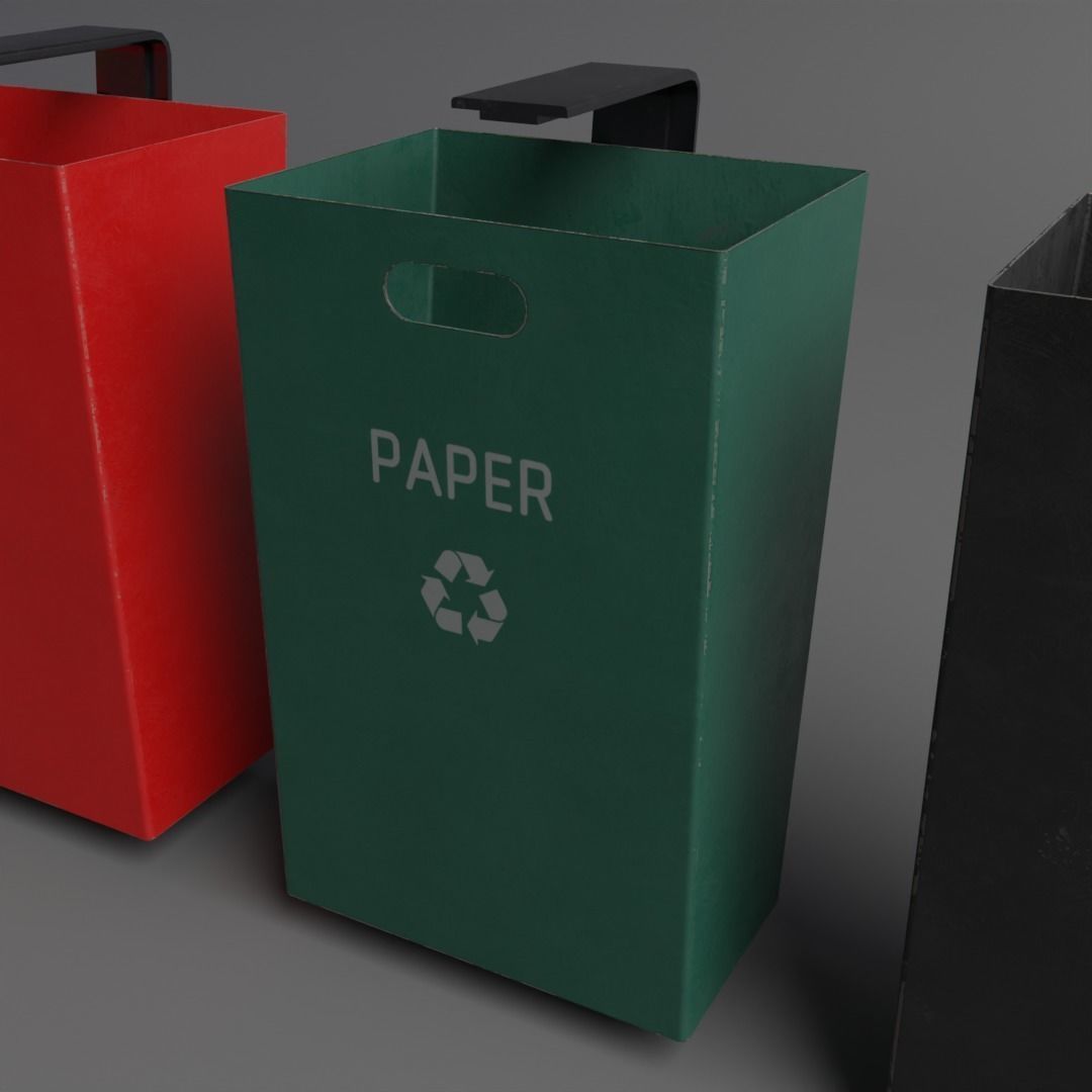Street Trash Can Low-poly 3D model_4