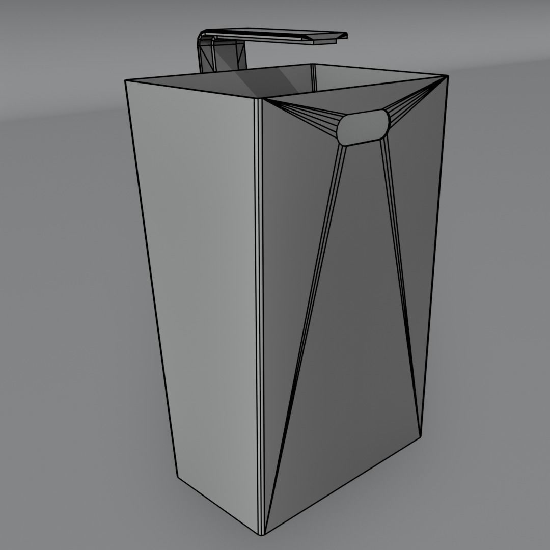Street Trash Can Low-poly 3D model_9
