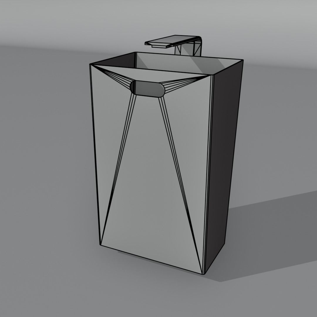 Street Trash Can Low-poly 3D model_8