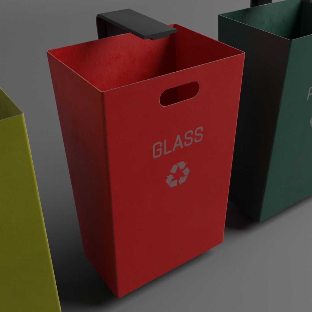 Street Trash Can Low-poly 3D model_6