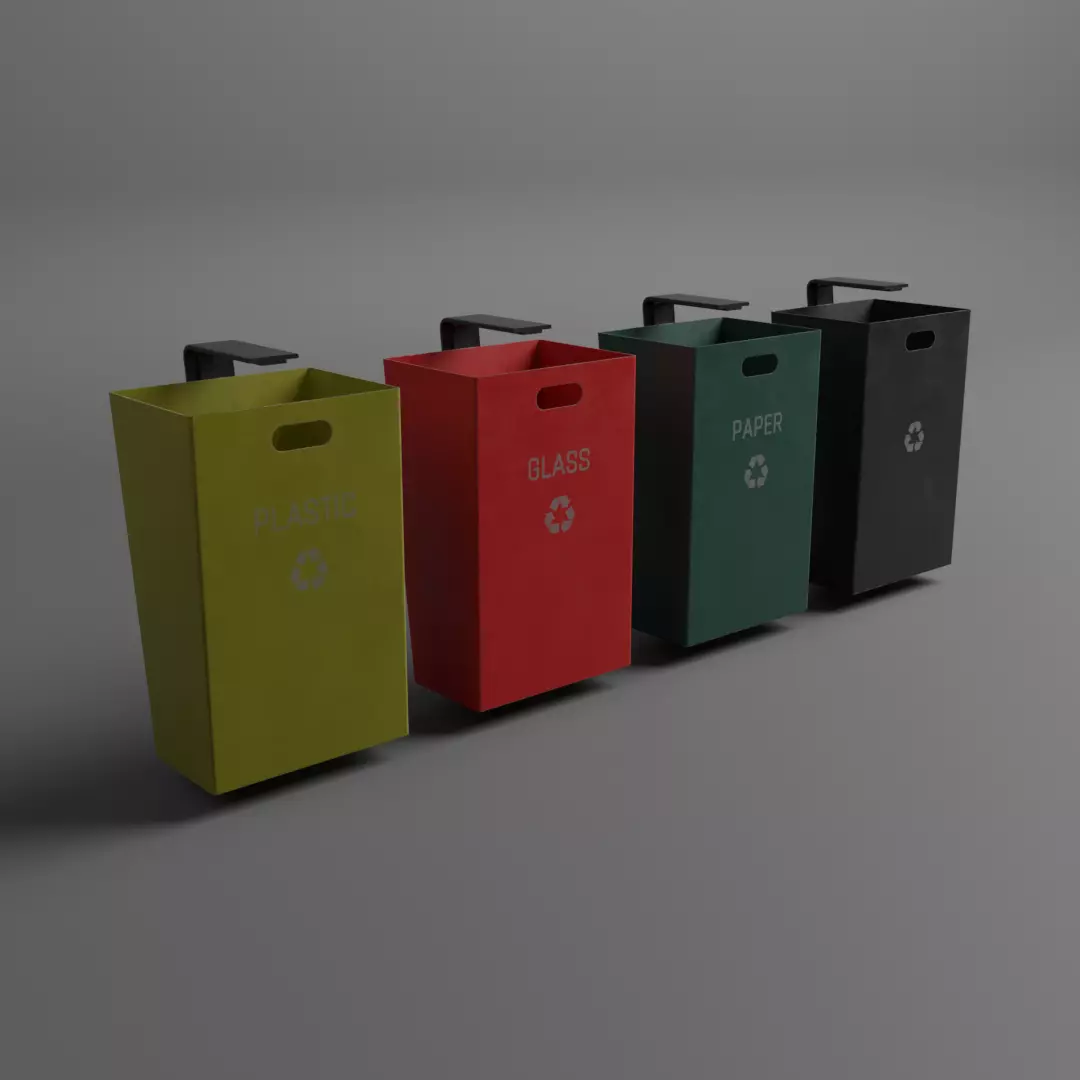 Street Trash Can Low-poly 3D model_0