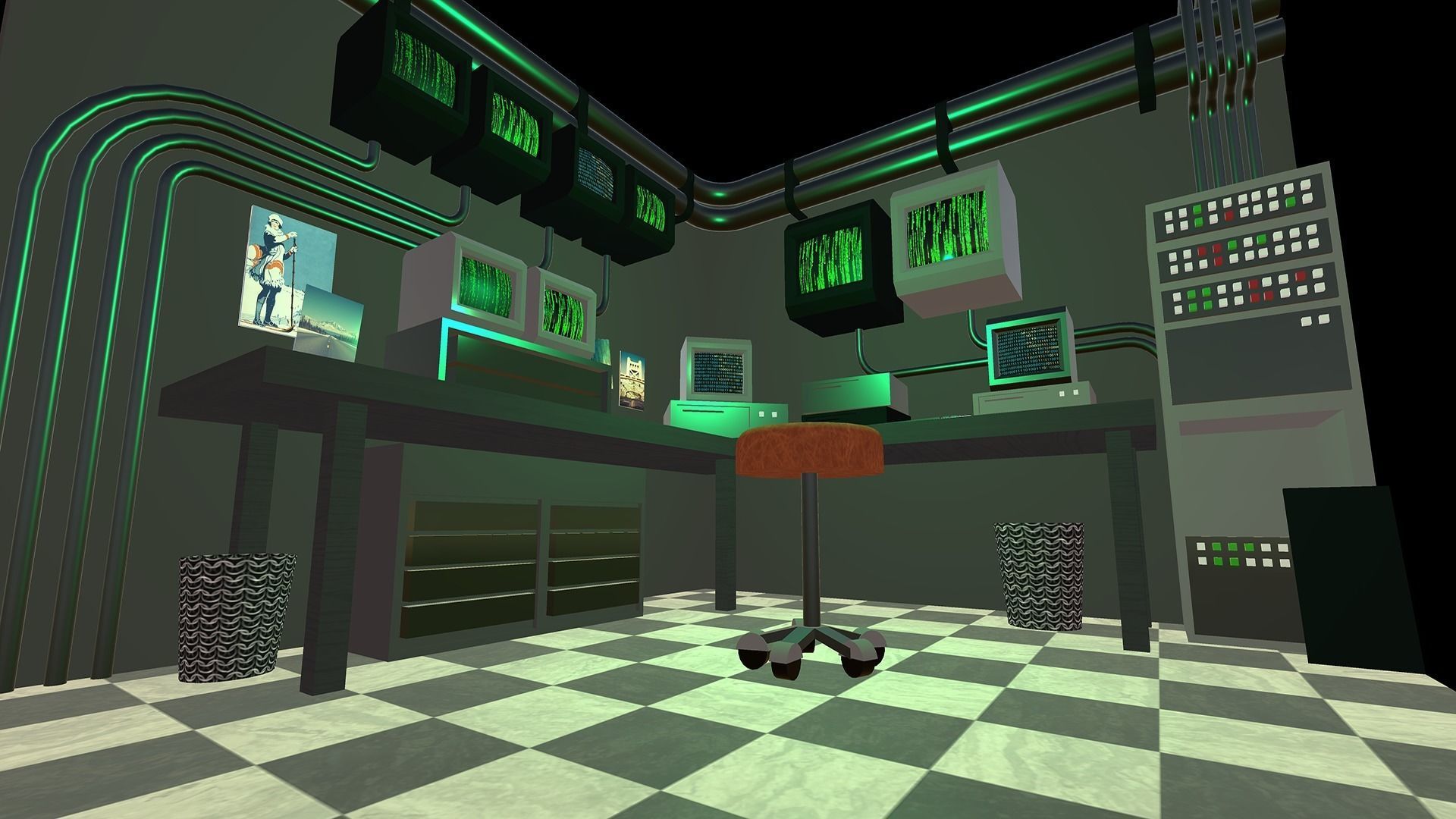 Hacker Room Low-poly 3D model_1