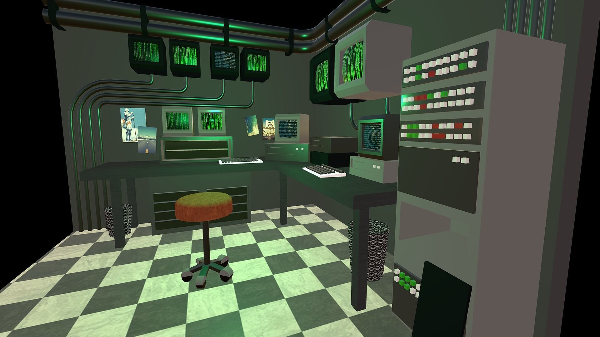 Hacker Room Low-poly 3D model_2