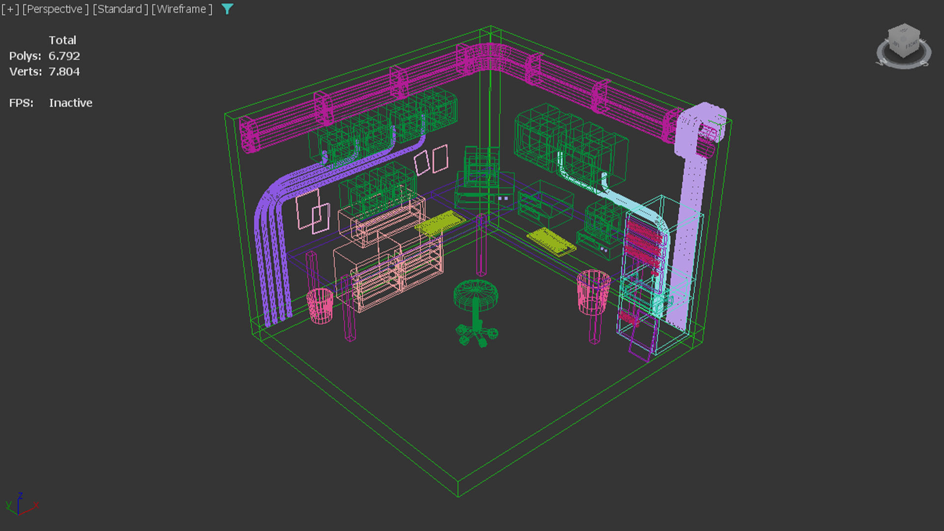 Hacker Room Low-poly 3D model_4